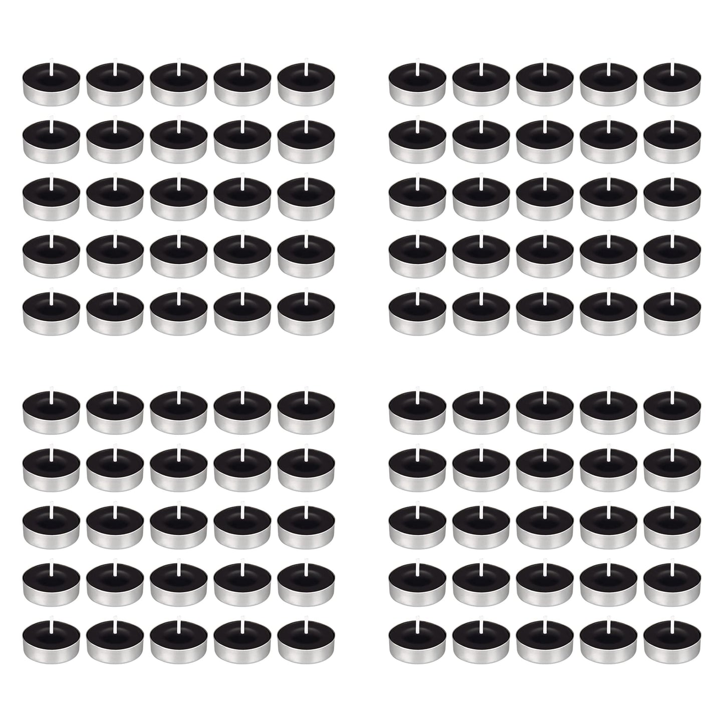 Mega Candles 100 pcs Unscented Black Tea Lights Candles, Pressed Wax Candle 3.5 Hour Burn Time, Home Décor, Wedding Receptions, Occasions, Festivities, Events, Meditations, Spa, Prayers, Vigil