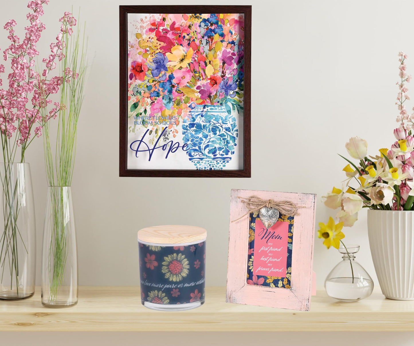 Elanze Designs Decorative Double Wick Jar Candle with Lid 13 Ounce All Natural Soy Wax There is No Love More Pure Floral