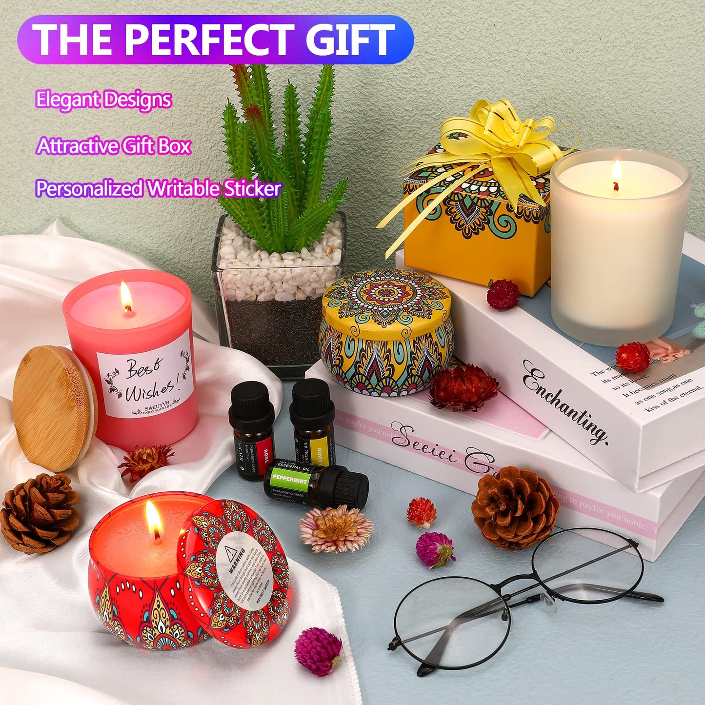 SAEUYVB Candle Making Kit,Candle Making Kit for Adult with Wax Melting Pot,DIY Starter Soy Candle Making Supplies/Kit - Perfect as Home Decorations