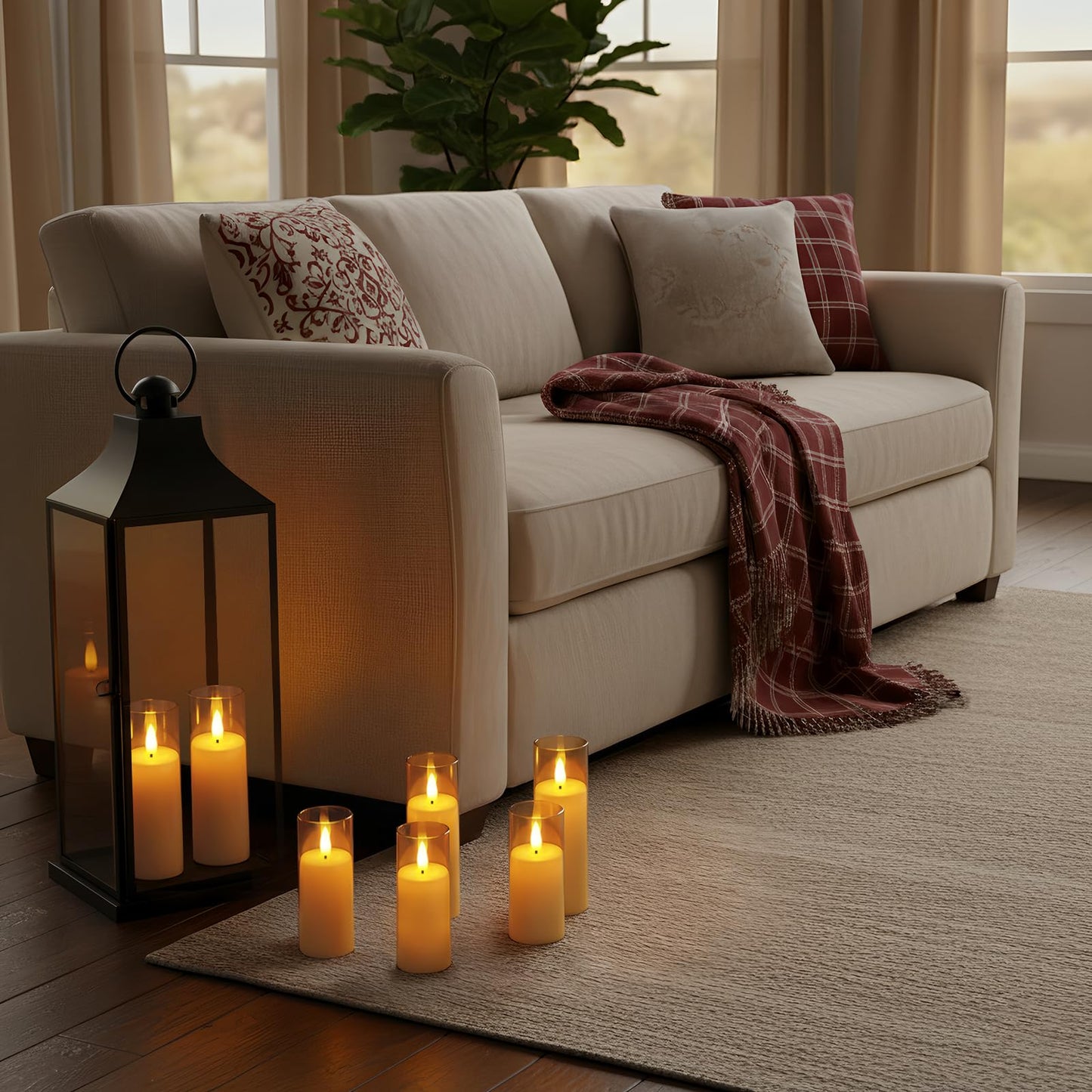 Homemory Amber Acrylic Flameless LED Candles, Battery Operated with Remote Control and Timer, Electric Fake Candles for Wedding, Home Decor, Set of 9