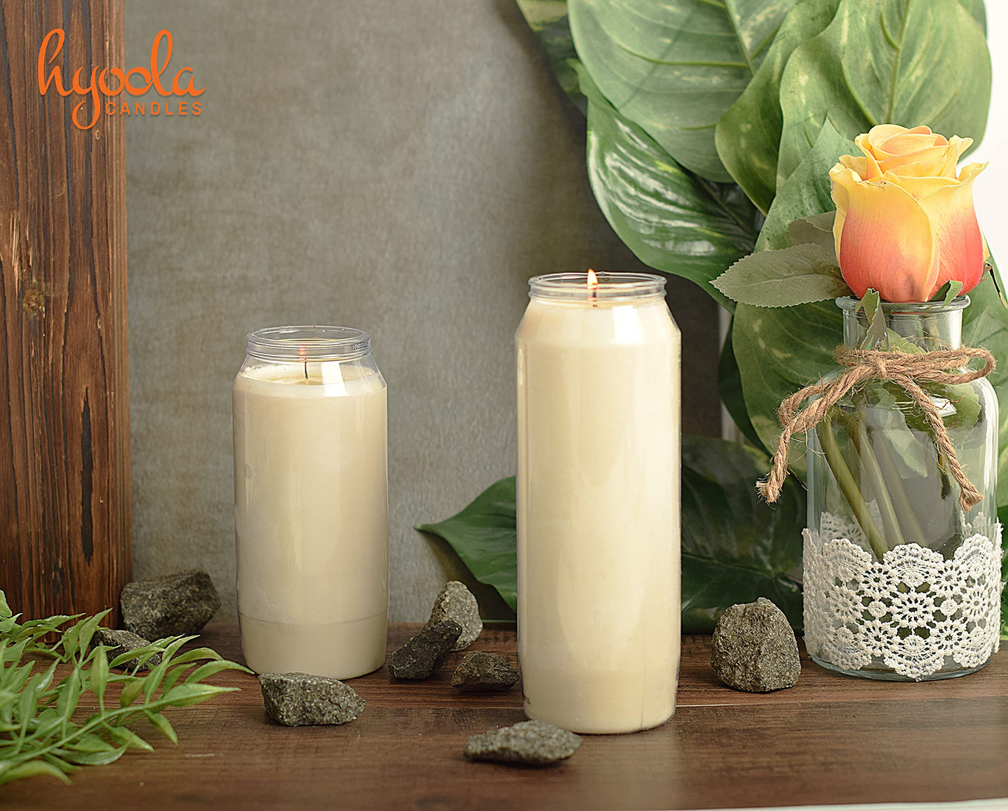 Hyoola 7 Day White Prayer Candles, 6 Pack - 6" Tall Pillar Candles for Religious, Memorial, Party Decor, Vigil and Emergency Use - Vegetable Oil Wax in Plastic Jar Container