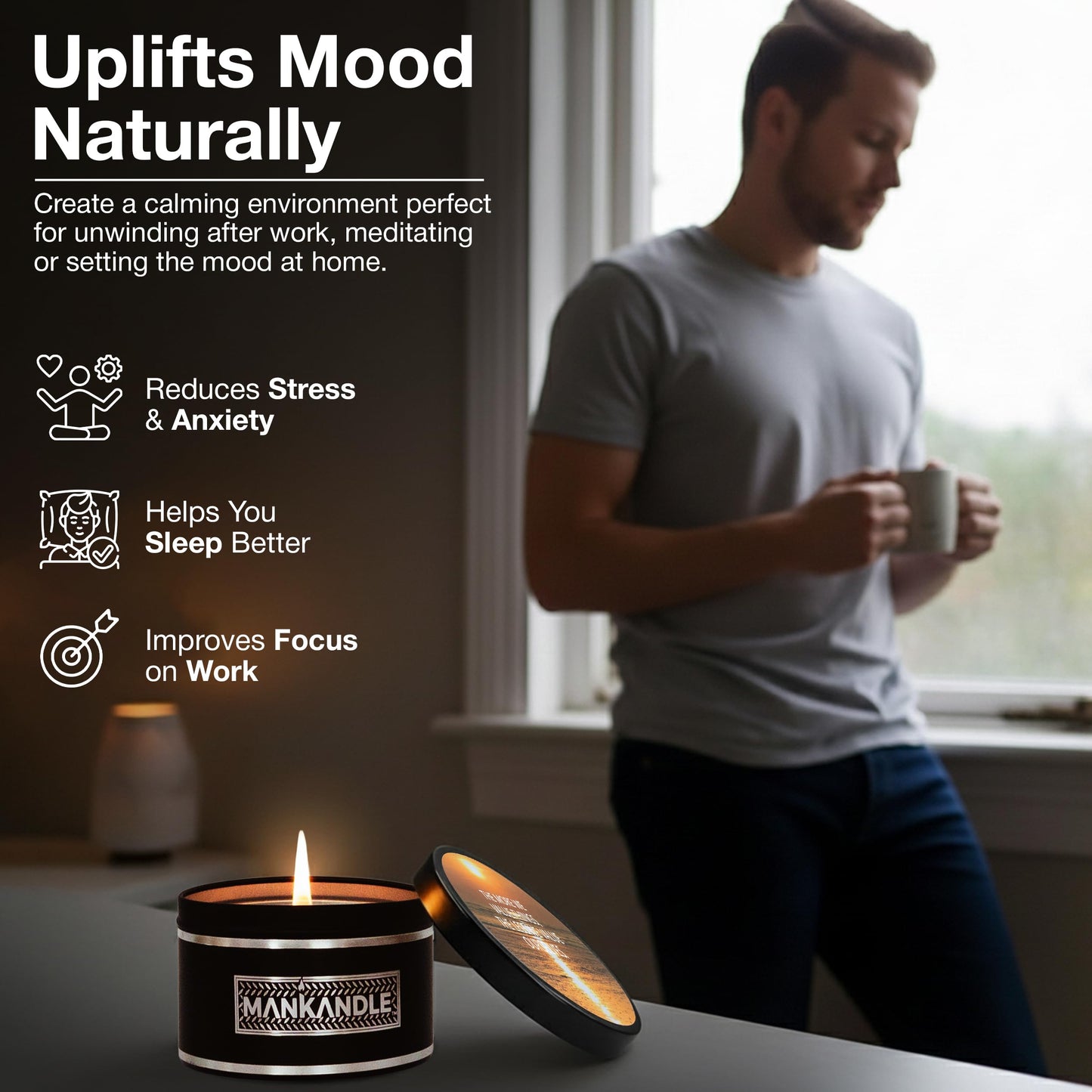Majestic Zen Premium Scented Candles Gift Set for Men | 6-Pack Soy Wax Candles with Relaxing Masculine Scents | Inspirational Candle Gift for Him | Stress Relief Aromatherapy Candle Set