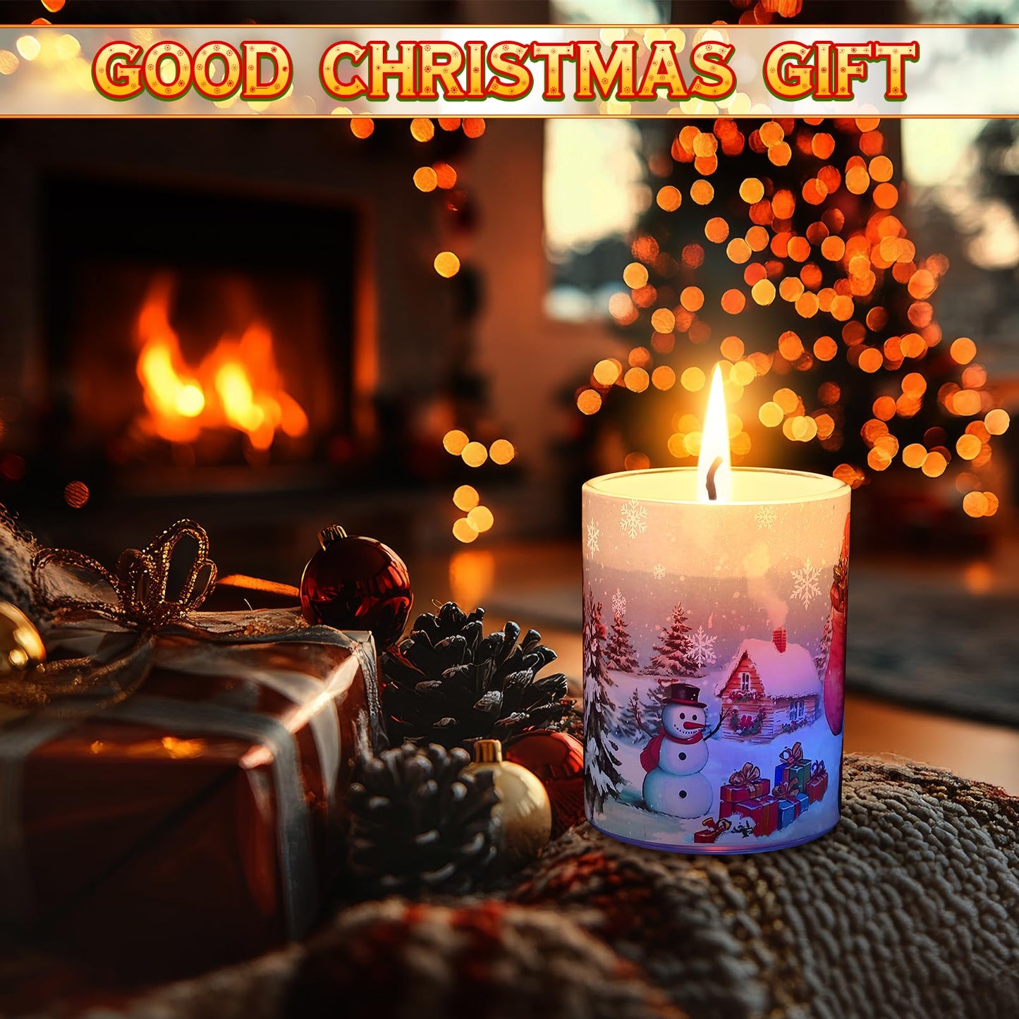 Electricwise Christmas Scented Candle Gift Set for Women, Candles Can Change Into 7 Colors, Winter Candle with 7.6oz Soy Wax Fir Holiday Candles for Christmas Women Gift(Santa Claus)