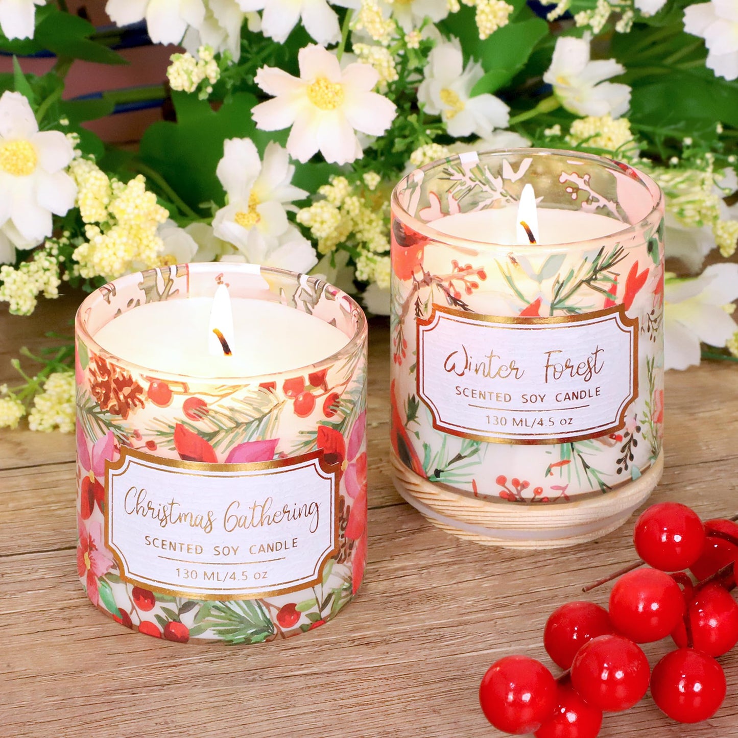 Cafemoon Christmas Jar Scented Candles: 4.5oz Soy Wax Scented Candles, Glass Jar Candles with 6 Fragrances, Aromatherapy Candles for Women, Christmas Gift, Home Decor