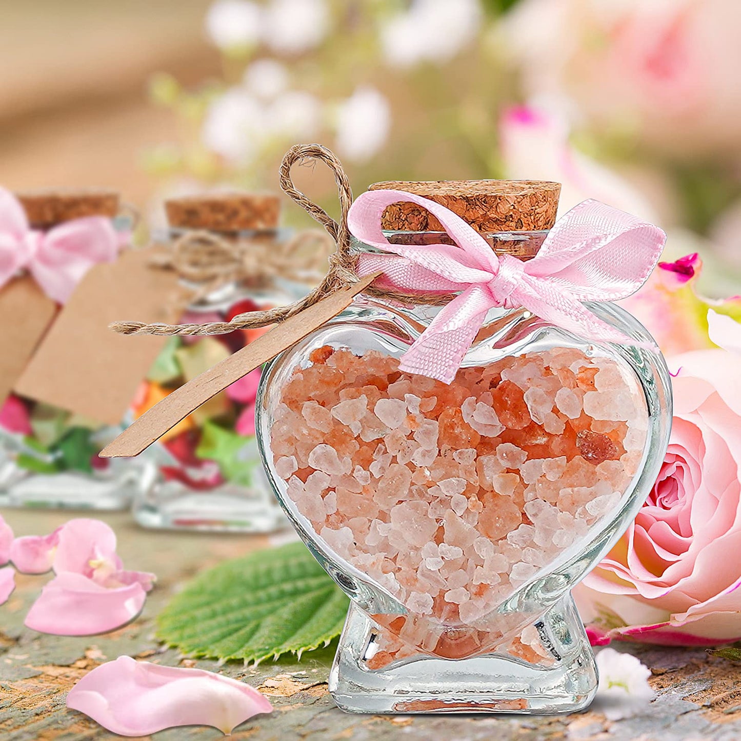 Honeymoon Sand Keepsake Jar 2026, 20 Pack Heart Shaped Spell Jars Coloured Paper Scrolls, DIY Gift for Valentine's Day, Small Glass Jars with Cork Lid for Baby Shower, Wedding Favor