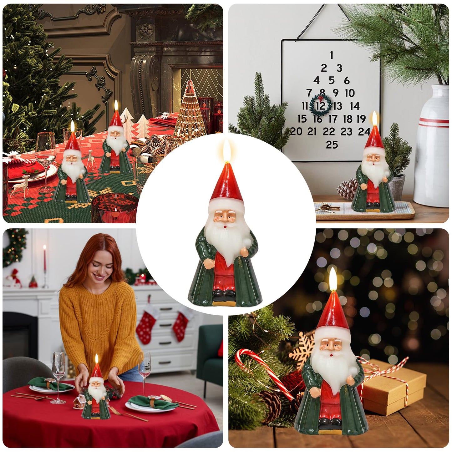 KunSwenn Christmas Flameless Candles with Pinecone Decals, 3 Pcs Glass LED Battery Operated Candles with Remote Timer and 3D Flickering Flame for Christmas Holiday Home Decor(Set of 3, D3” x 4”5”6”)