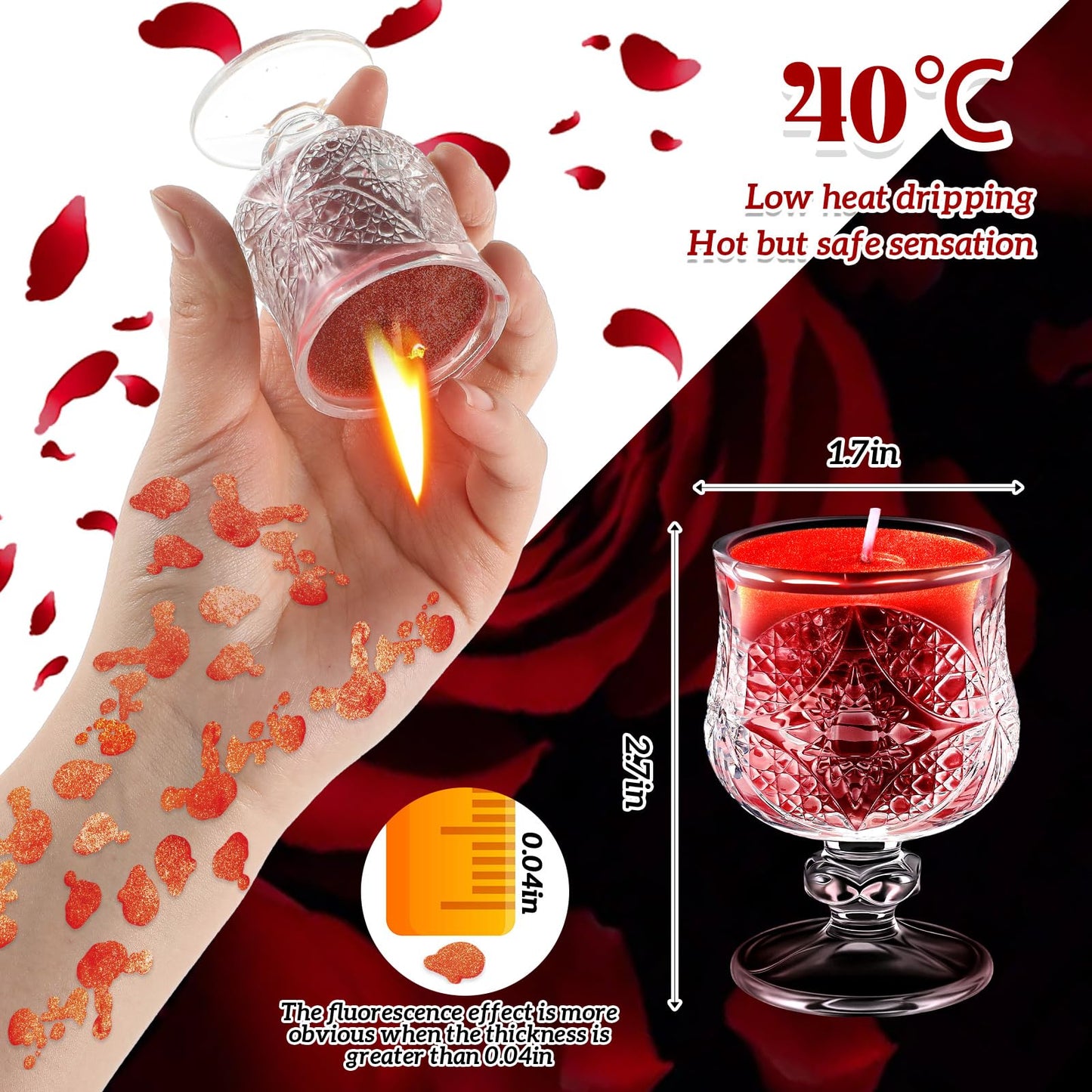 Tisancy Tiny Low Temperature Candles -Wine Red Goblet Shaped Body Safe Scented Tea Lights, Low Heat Decorative Candles for Lover, Couples, Home, Valentines Gifts, Wedding & Romantic Ambiance