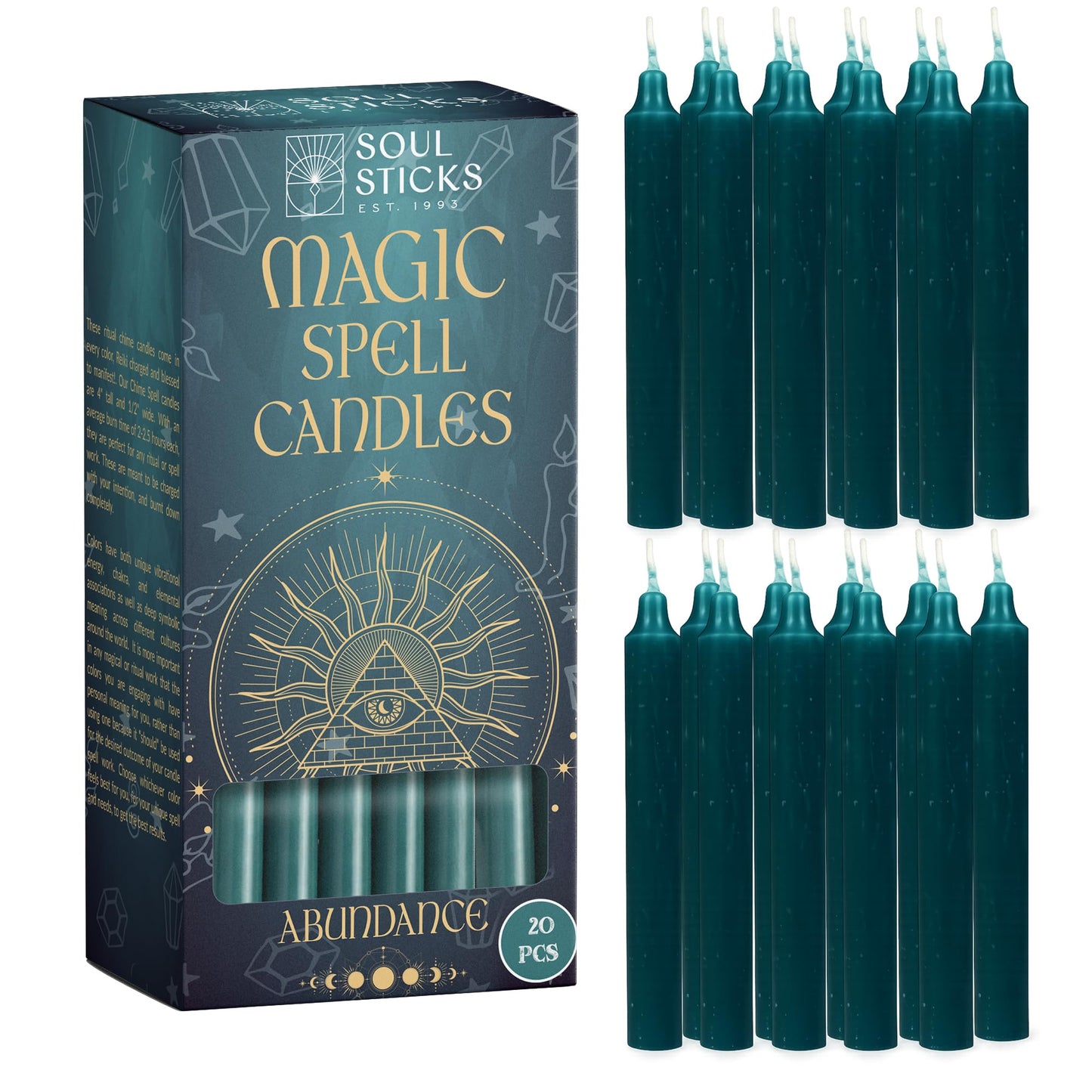 SOUL STICKS Abundance Magic Spell Chime Candles 20 Pack - Ideal for Altar, Rituals, Ceremonies, Meditation Purple Candle for Witchcraft Supplies, Wiccan Supplies, Unscented Candles Clearance