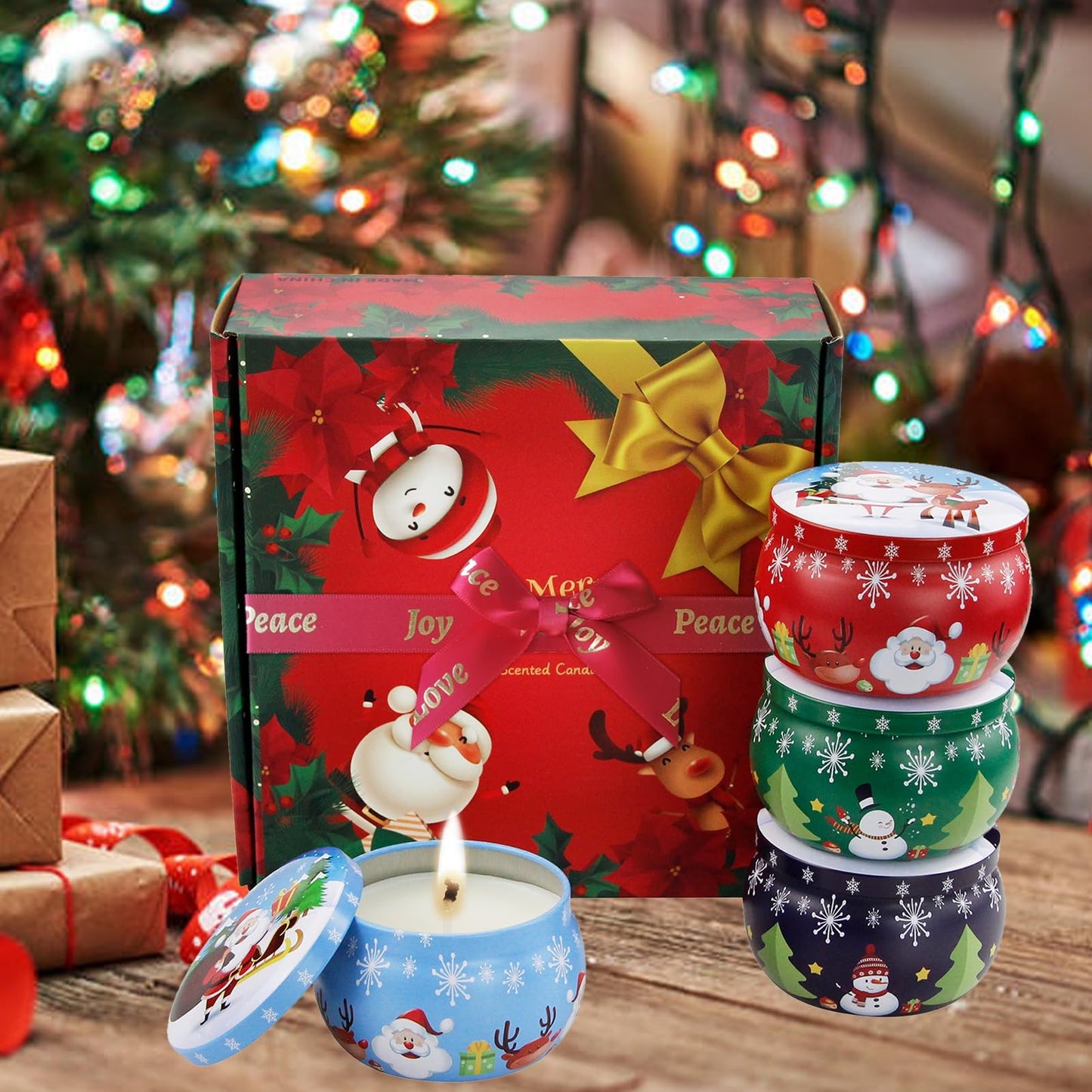 Christmas Scented Candles Gifts for Women 4 Pack, 4.4 oz Soy Aromatherapy Candles for Home Scented Decoration, Long Lasting Jar Candle Set for Her Birthday Gifts Christmas Gift for Christian Friends