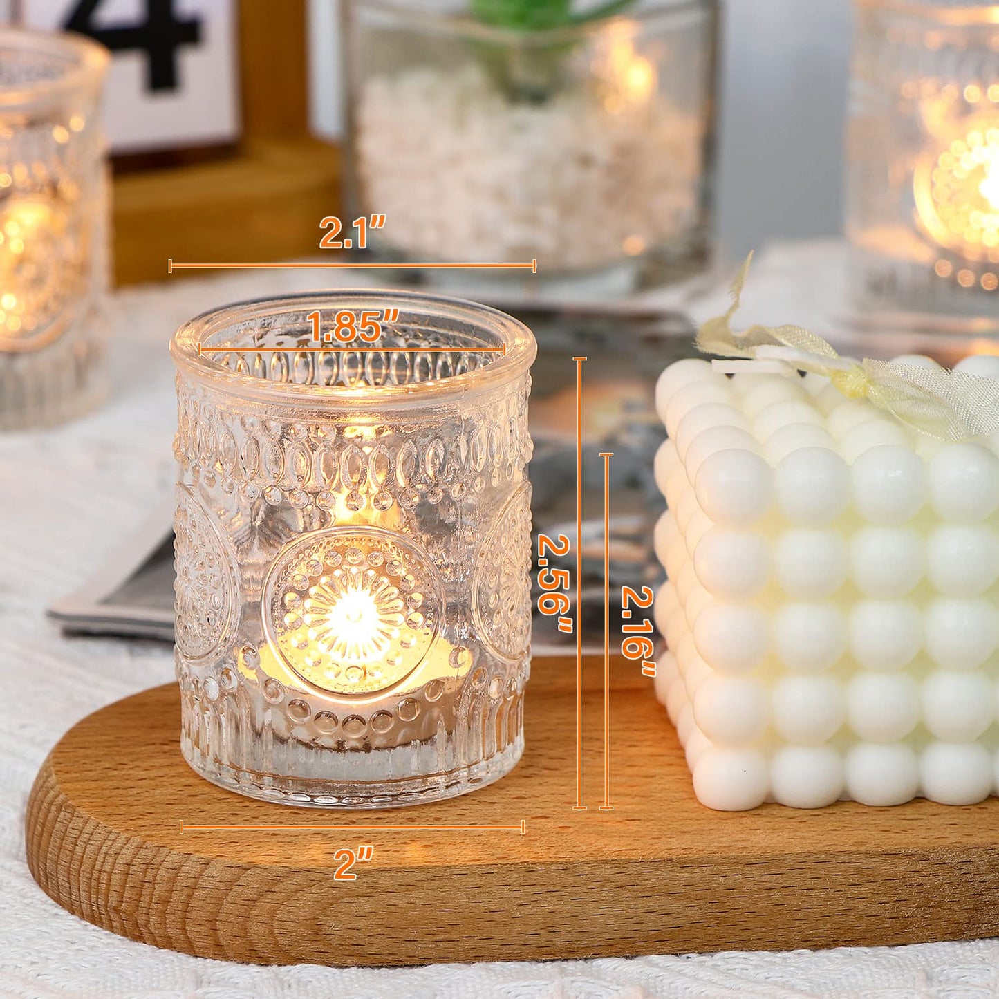 Lanttu 12 Pcs Clear Glass Votive Candle Holders for Wedding Table Centerpiece, Clear Tea Lights Candle Holders Bulk for Dinner Birthday Bridal Shower, Christmas, Thanksgiving Party Decor