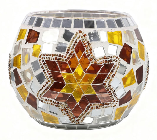 Maimeili Vintage Mosaic Glass Romantic Stained Votive Scented Candle Holder Base Tealight Candles Elegant Home Table Decor(NO Candles) for Wedding Party Christmas Church