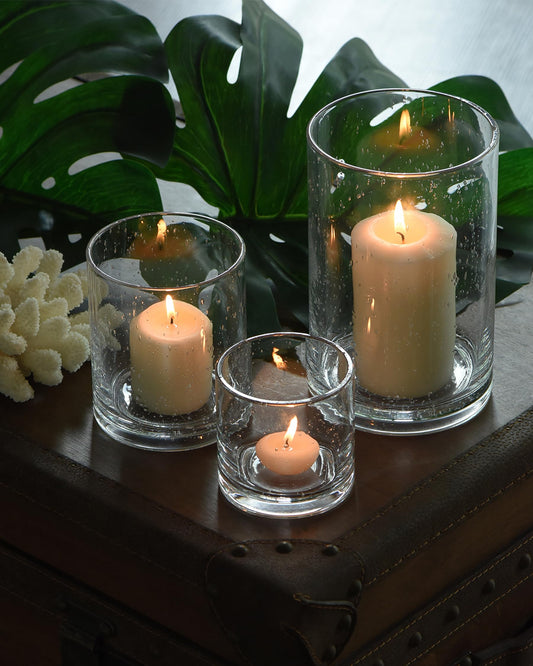 ARIAMOTION Glass Candle Holders Set, 3 Sizes 8" 5" 3.5" Height