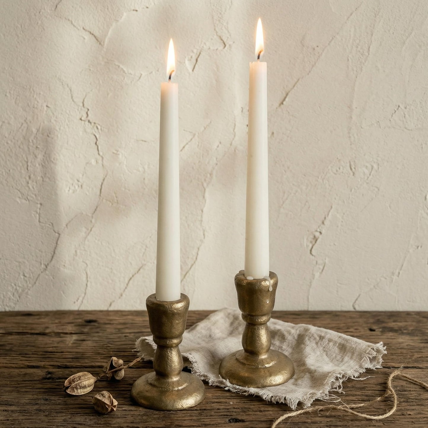 Cast Iron Candle Holders Antique Brass Iron Taper Candle Holders Set of 2, Decorative Metal Candlestick Stands for Weddings, Dining, Parties, and Home Decor