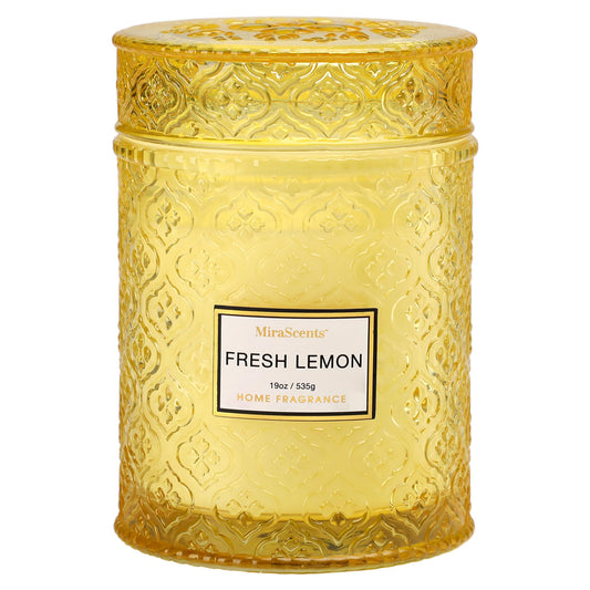 Lemon Scented Candles, 19oz Aromatherapy Candles Gifts for Women, Yellow Luxury Large Decorative Candles in Glass, Natural Soy Wax for Home
