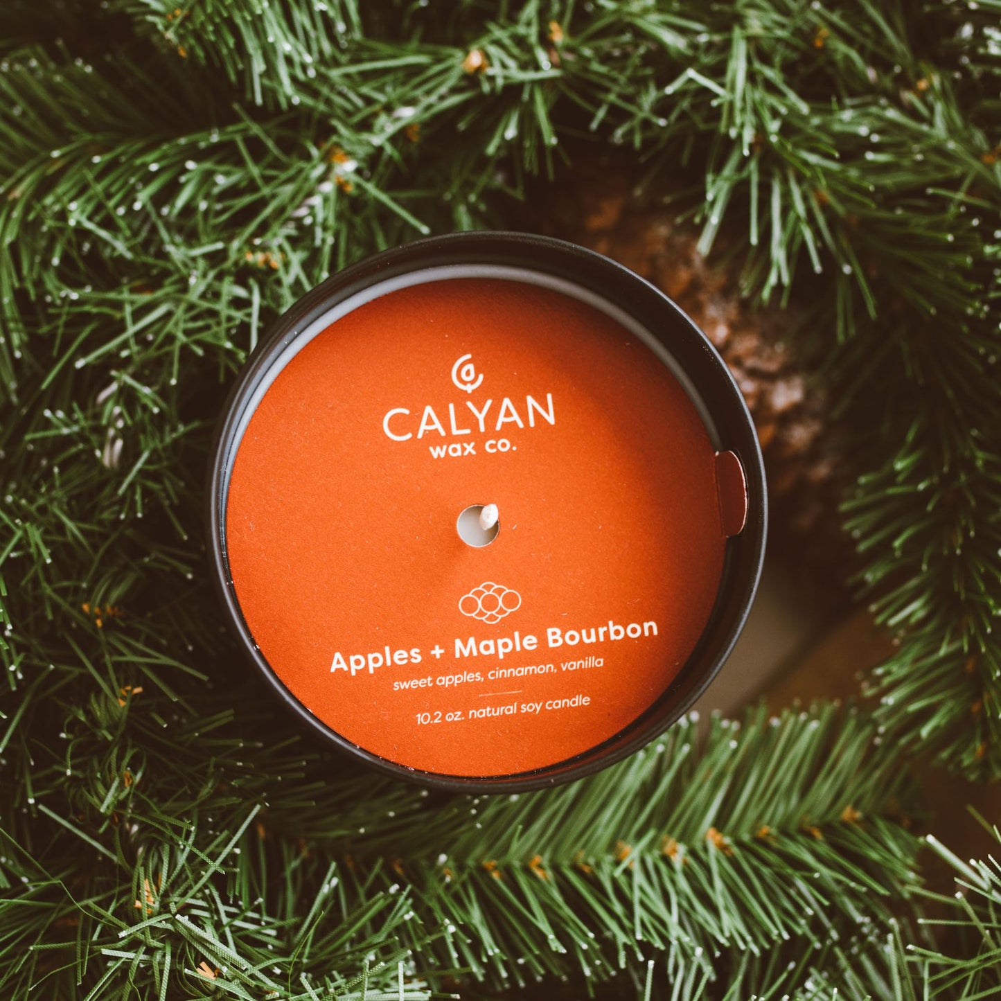 Calyan Wax Co. Apples & Maple Bourbon Scented Candle - 75 Hour Burn - Luxury Clean Soy Wax Candles - Long Lasting Black Tumbler Jar Candle for Home - 10.2oz