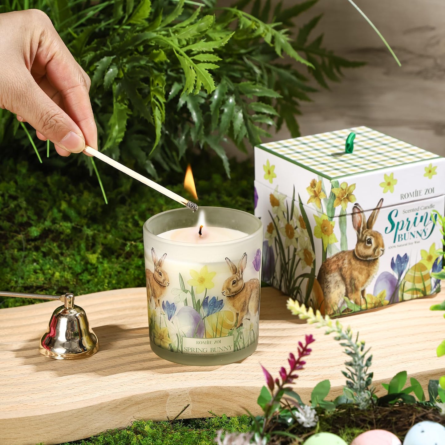 ROMIIE ZOI Easter Scented Candle - 6oz Soy Wax Candle, Sping Bunny, Infused with Garden Bunny Aroma - Gift Box Packaged for Easter Gift