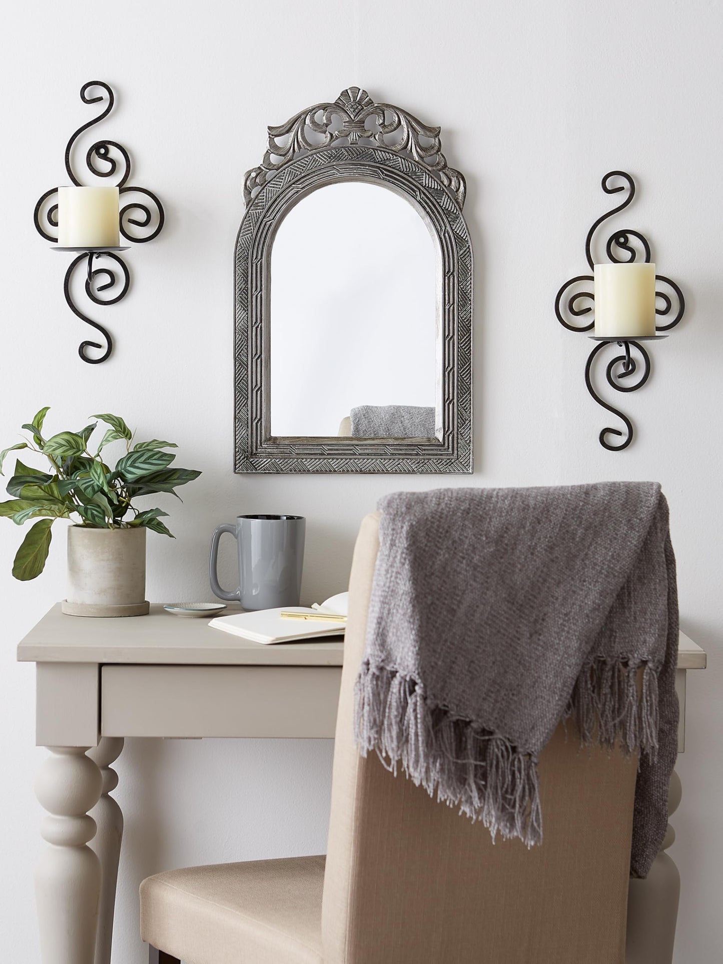 Scrollwork Candle Wall Sconce 13" Tall