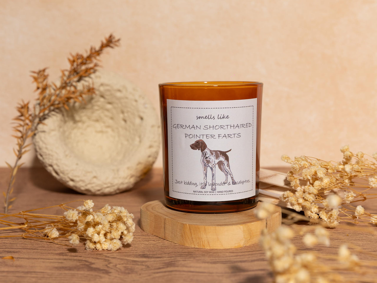 German Shorthaired Pointer Gifts, GSP Gift, Smells Like German Shorthaired Pointer Farts Candle - Lavender & Eucalyptus, Crafted by Natural Soy Wax & Natural Essential Oils