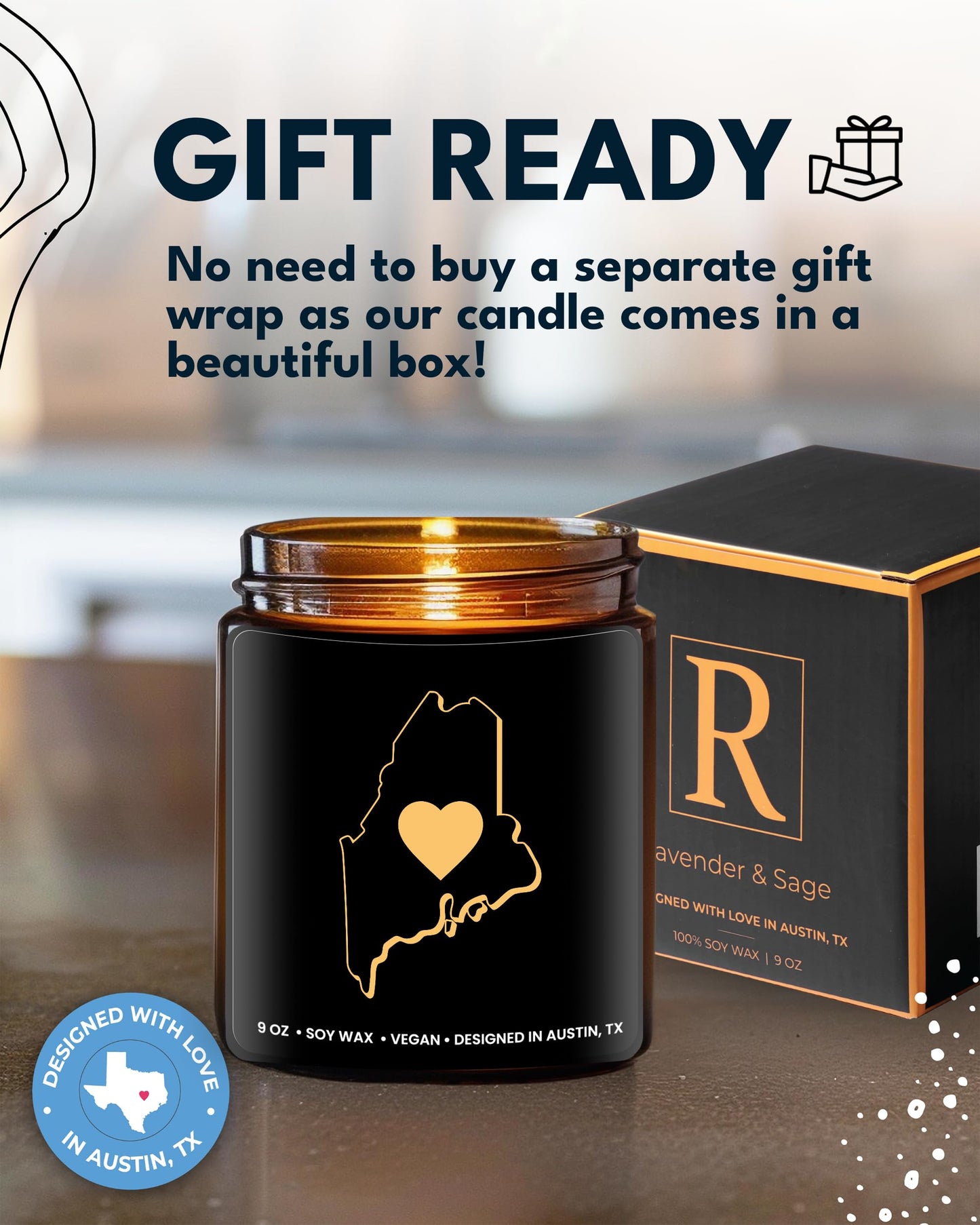 Maine Candle, Unique Maine Themed Gifts for Men and Women, Best State Souvenir Gifts for Moving Away, Thoughtful Home Sick Presents, Ideal for Birthday, Christmas, Graduation, Gift Ready