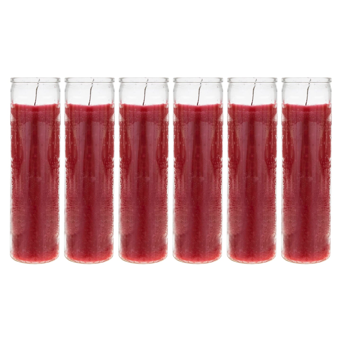 Mega Candles 6 pcs Unscented Red 7 Day Glass Container Devotional Prayer Candles, Premium Wax Candle 2 Inch x 8 Inch, Sanctuary, Vigils, Prayers, Blessings, Religious, Memorials, Remembrance