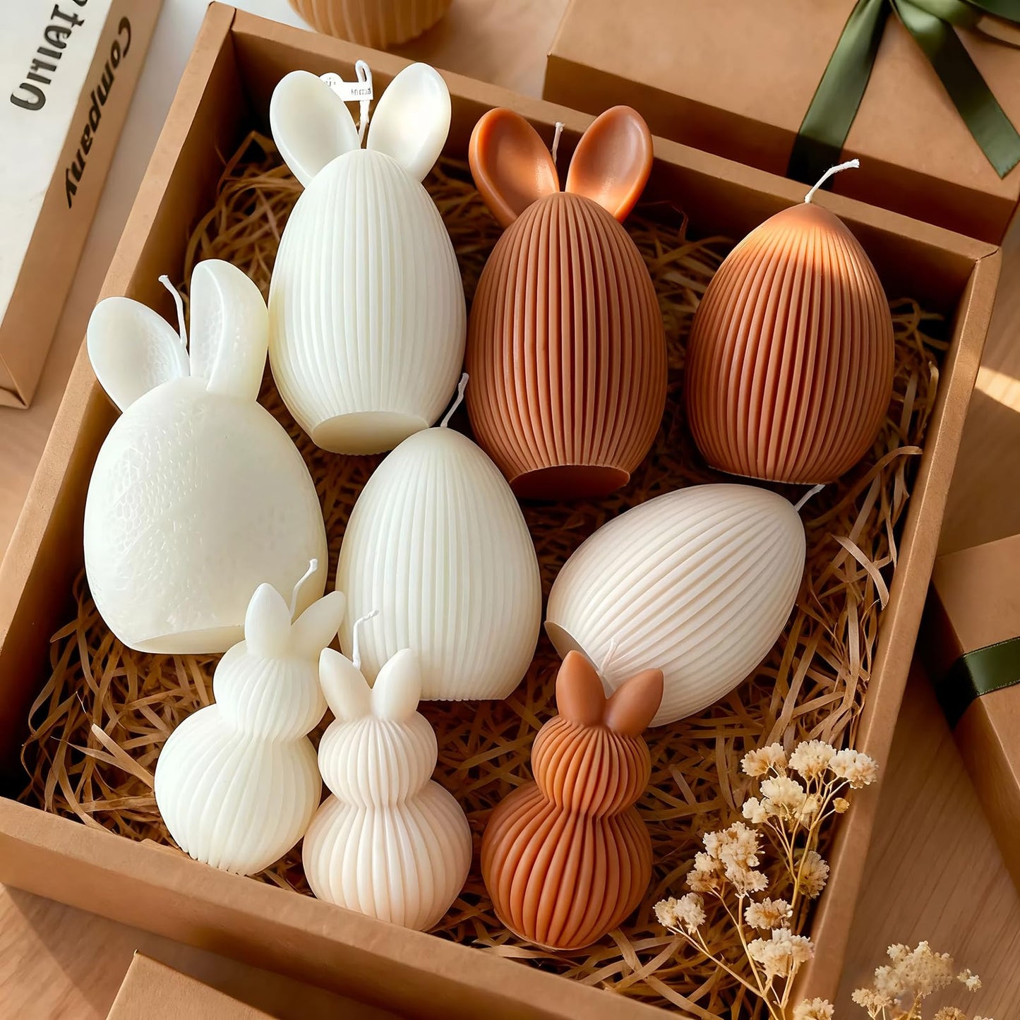 Easter Theme Scented Candle Set,Textured Rabbit & Cracked Egg Soy Wax Floral Decorative Candles,Spring Easter Bunny Home Decor & Holiday Gift Idea