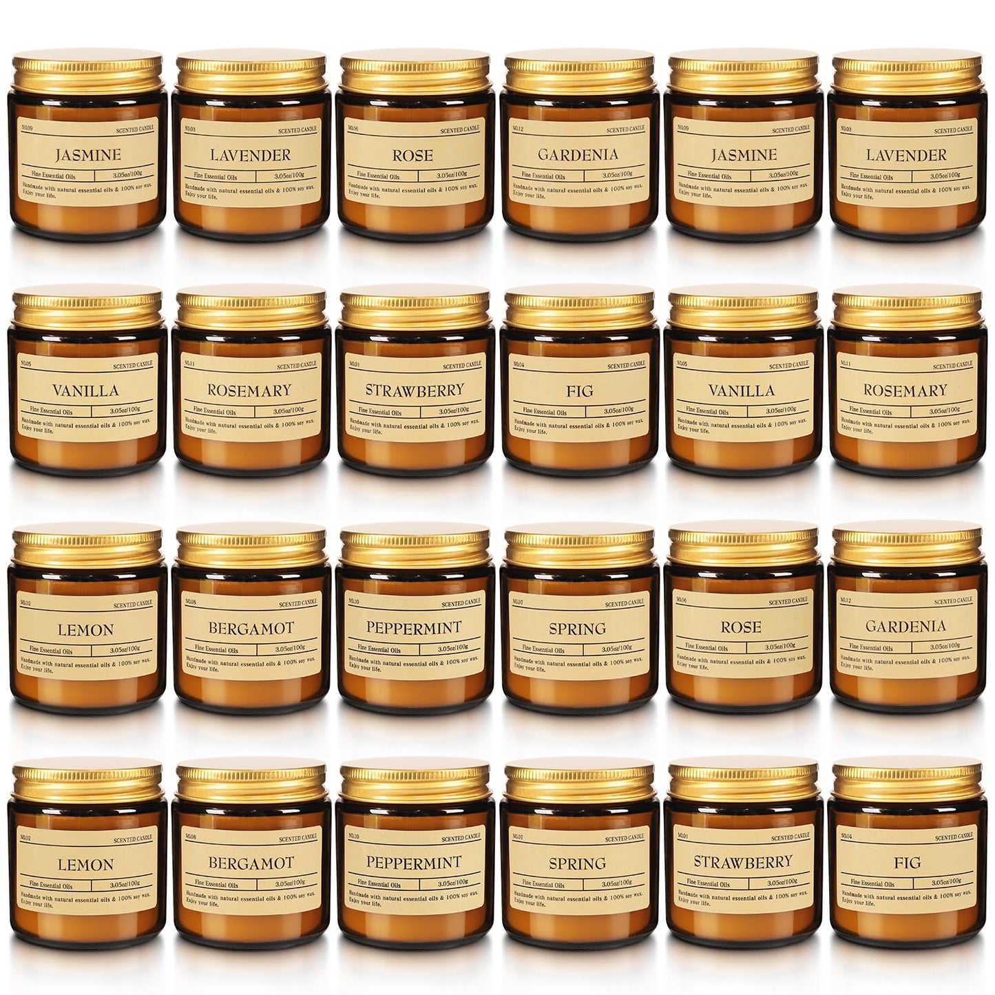 24-Pack 3.05oz Scented Candle Gift Sets - 12 scents Jars Natural Soy Wax for Women, Home Decoration and Elegant Occasions