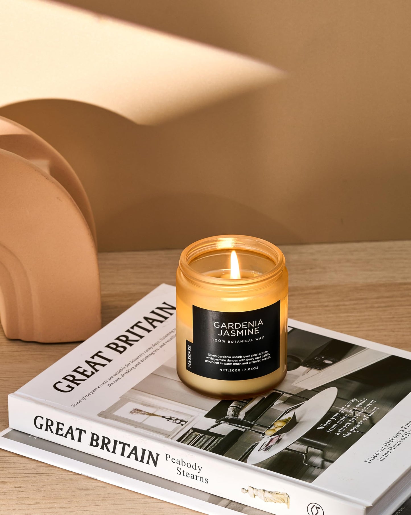 M&SENSE Gardenia Jasmine Scented Candles, 7.05oz Natural Soy Wax, Clean Non Toxic, 50 Hours Slow Burning Floral Scented Aromatherapy Candle for Housewarming Gifts Bath & Office