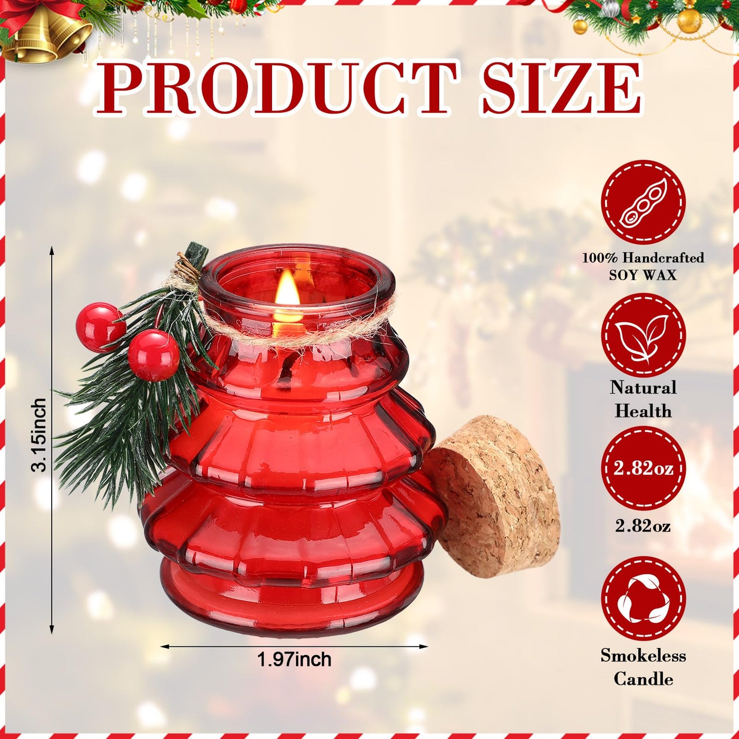 Lounsweer 12 Pcs Christmas Tree Scented Candles Gift Set, Include 12 Fragrances Aromatherapy Scented Soy Wax Candle with Mistletoe for Women Christmas Presents Stocking Stuffers Xmas Decorations