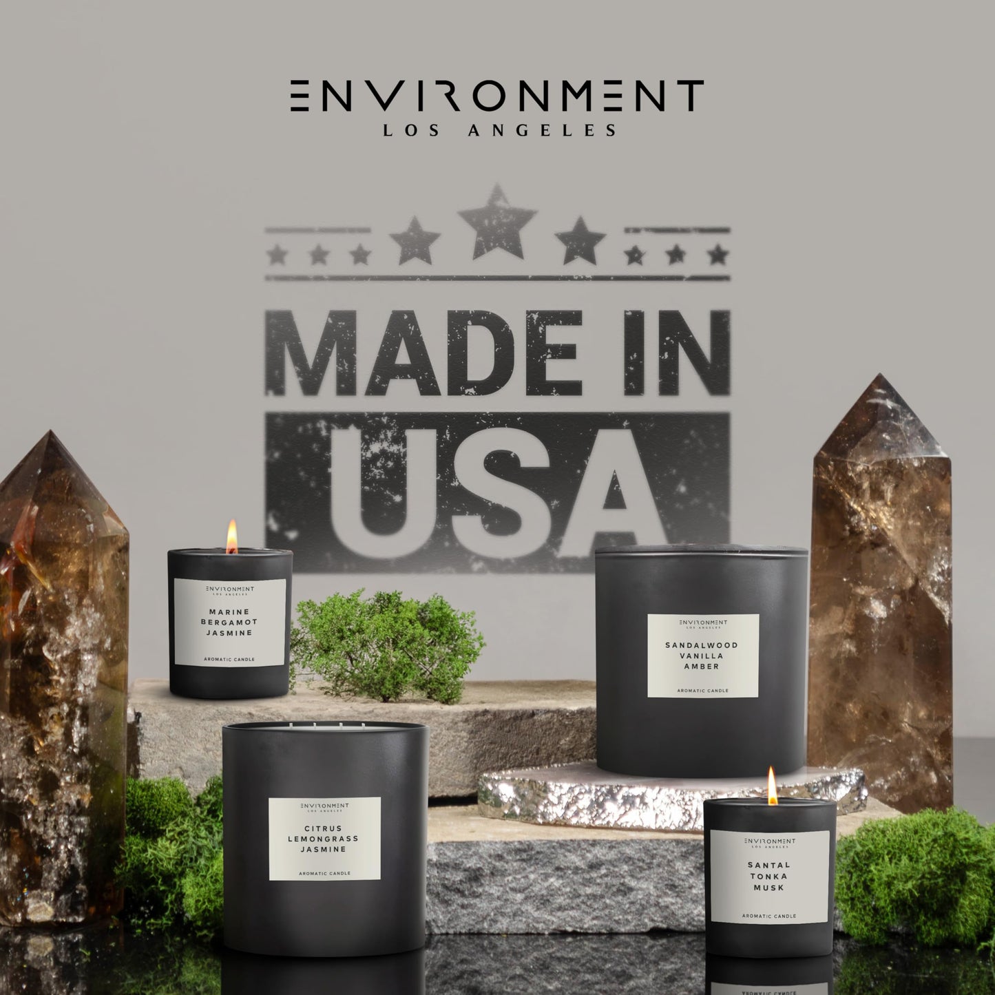 ENVIRONMENT Inspired by Designer Perfume BR540 Candle, 8oz Luxury Coconut Apricot Wax Candles for Home (Amber Crystal | Vetiver | Oud Musk) Home Fragrance Products, 1 Wick Candle, Vegan & Cruelty-Free