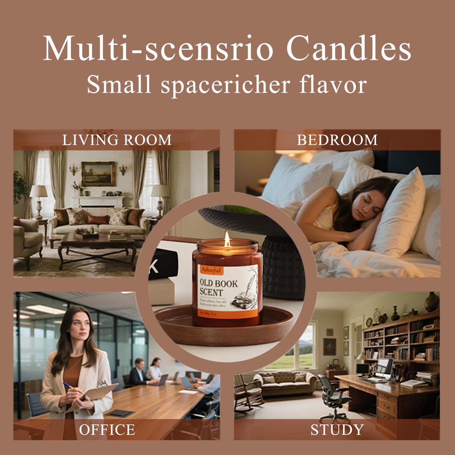 Aohoofull Scented Candles Gifts for Book Lovers,Soy Wax Candles,Inspired Gift Ideas for Readers,Women, Bookworm, Librarian, Men, Friend