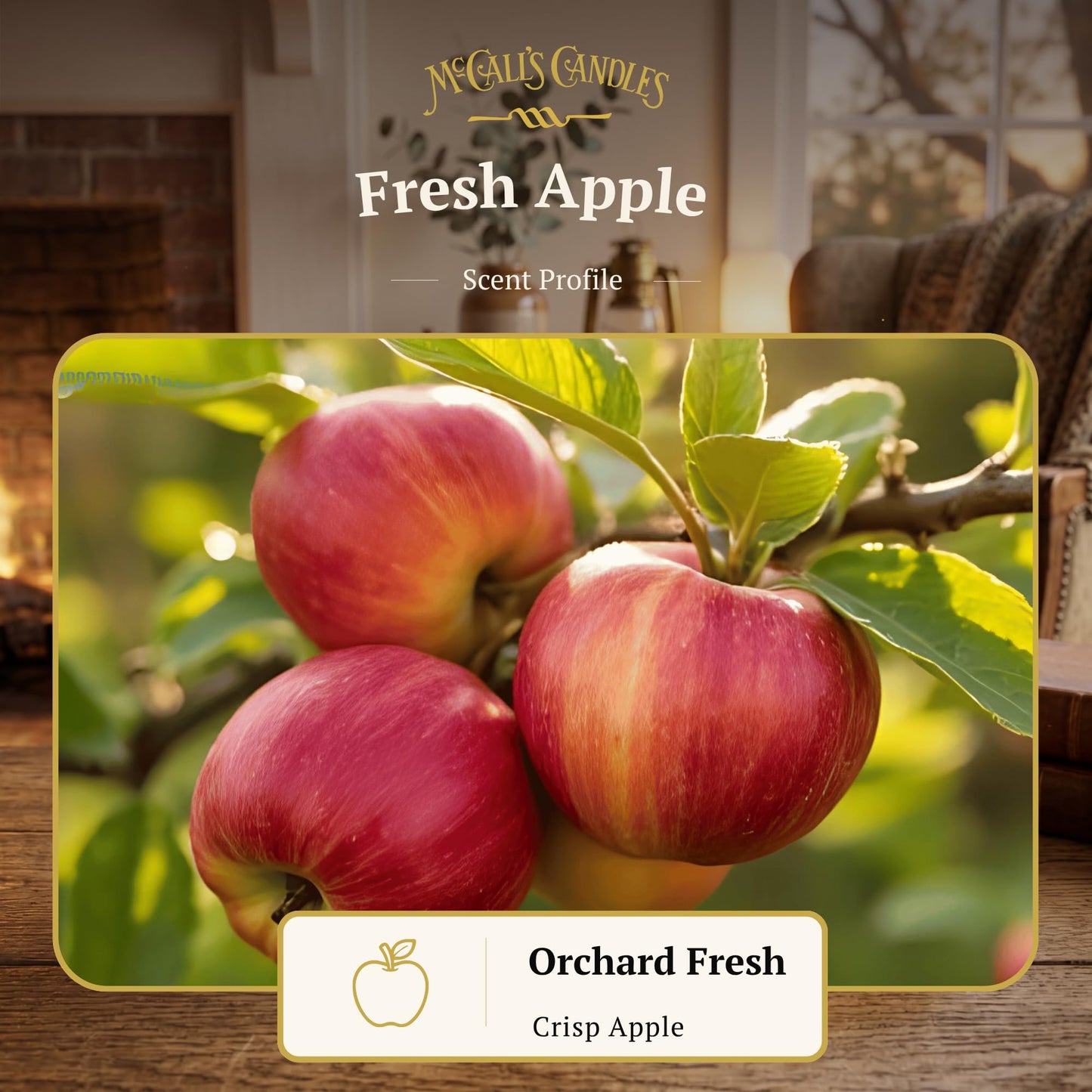 McCall’s Candles | Fresh Apple | 16 oz Scented Candle | USA-Poured | Vintage Rustic Jar with Carrying Handle | Crisp Orchard Fruit Fragrance