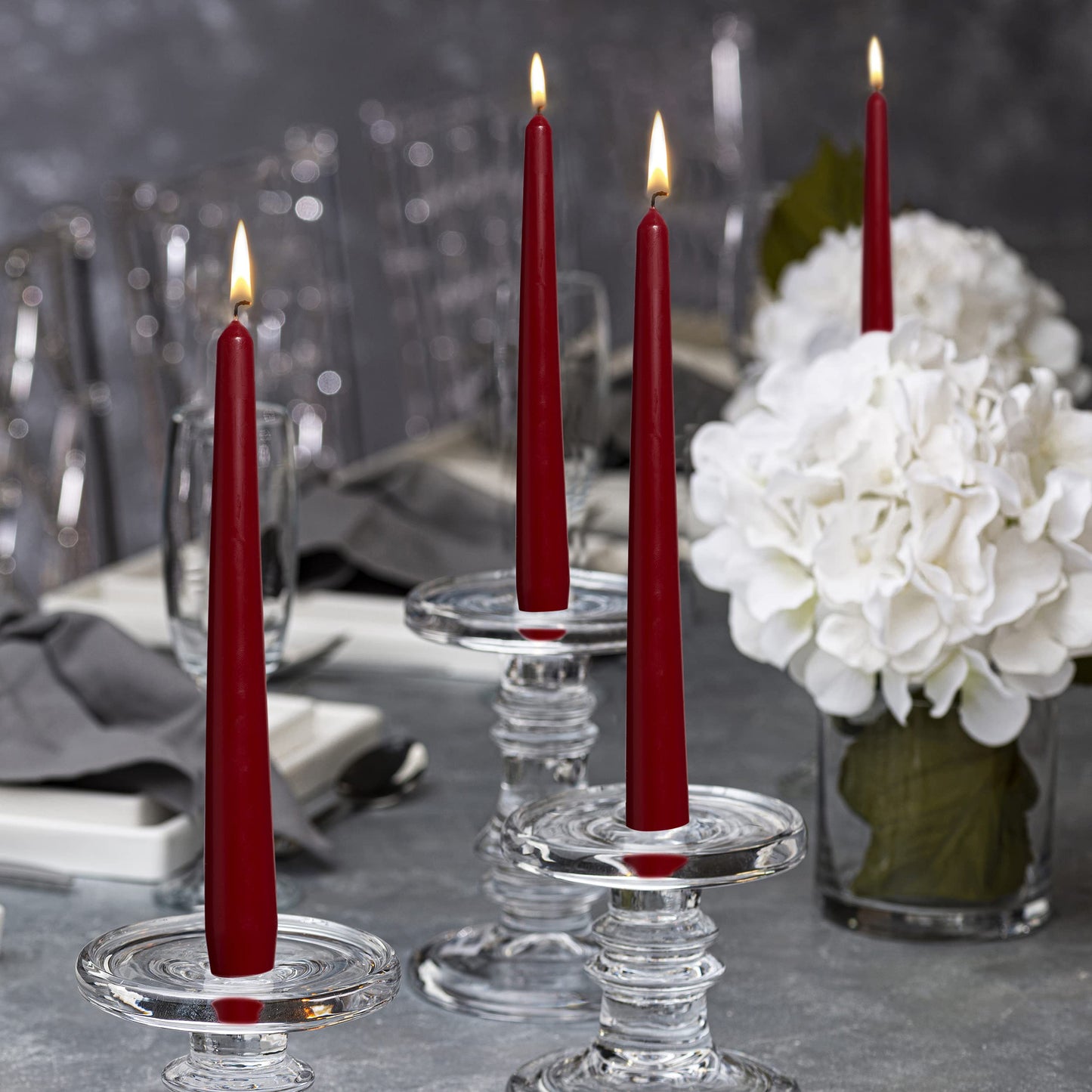 Bolsius WINE RED Taper Party Wedding Candles 10 Pack Aprox 10 inch (245x24 mm)