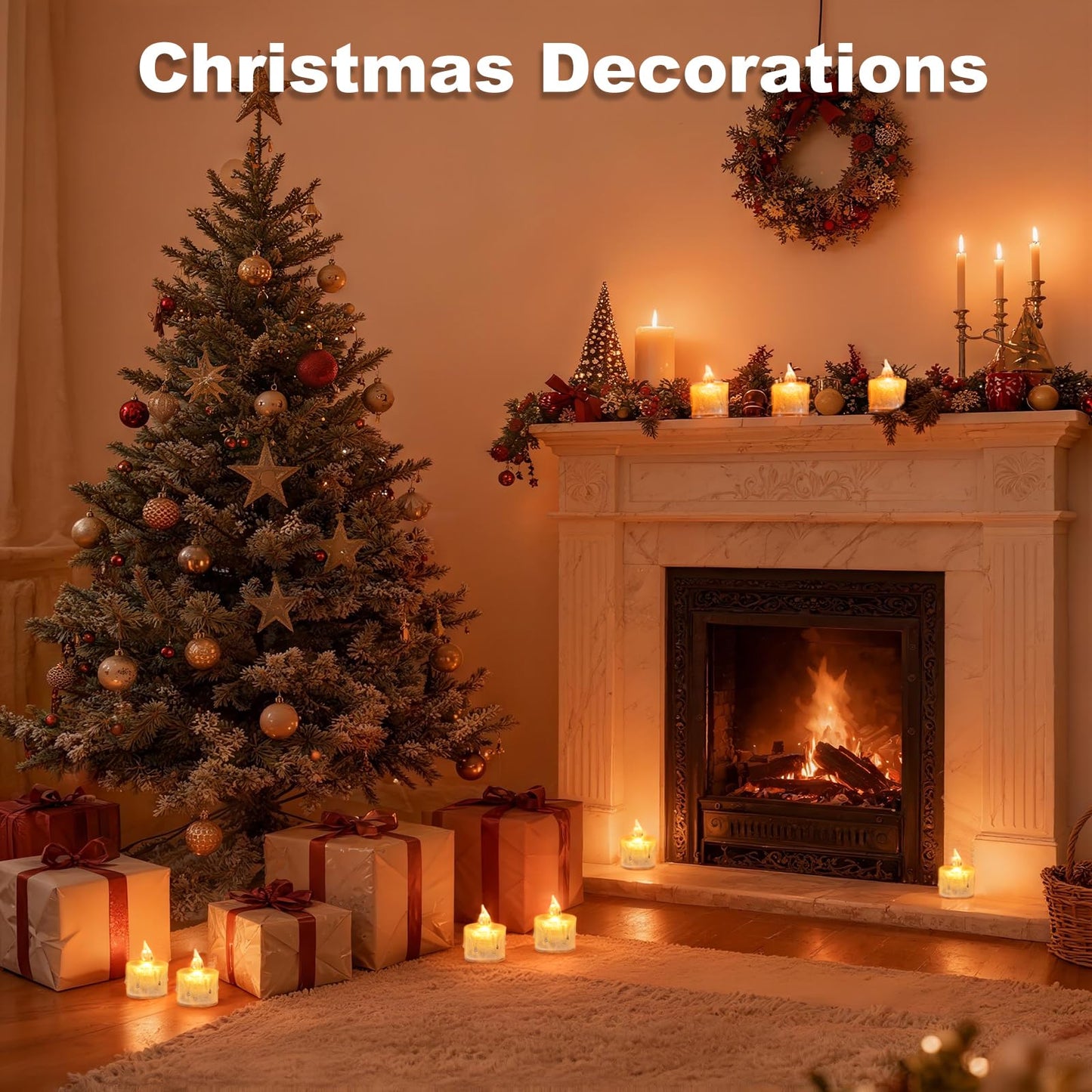 gobutend LED Flameless Candles, 24Pcs Crystal LED Tea Lights Battery Operated for Christmas Romantic Night Wedding Anniversary Table Party Decoration