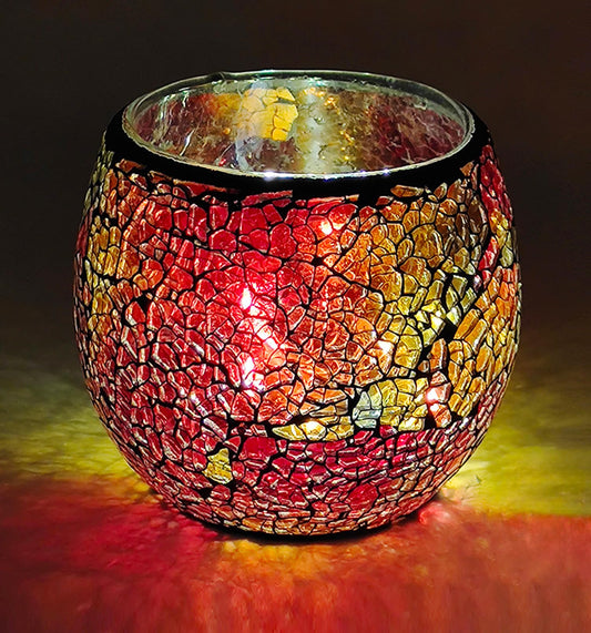 Maimeili Vintage Mosaic Glass Romantic Stained Votive Scented Candle Holder Base Tealight Candles Elegant Home Table Decor(NO Candles) for Wedding Party Christmas Church