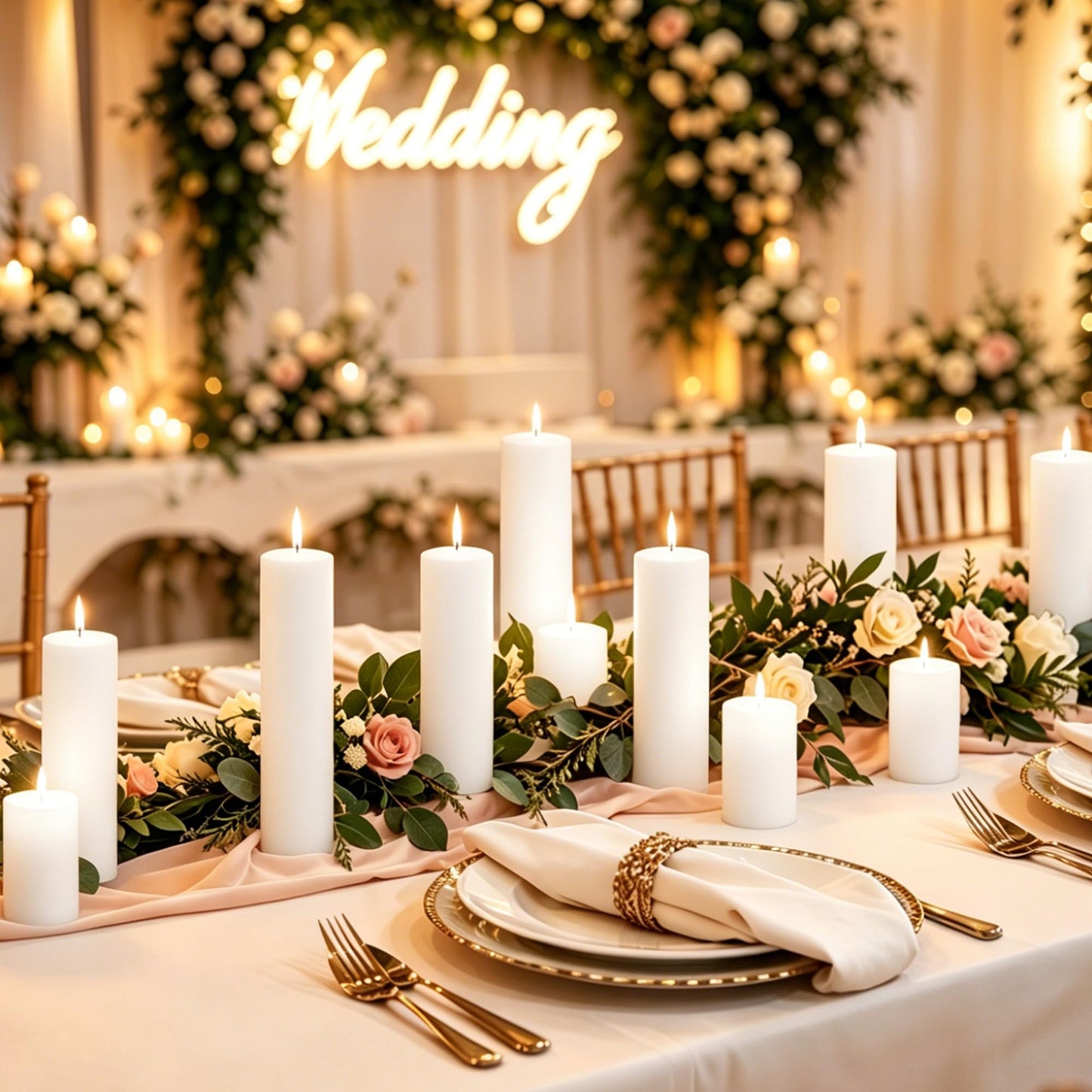CCXTNQS Long Burning White Pillar Candles Bulk Set of 18, Unscented Low Drip Smokeless 2 in x 3, 6, 8 Inch Candle Set for Wedding Decor, Centerpieces, Mantel, Spa and Home Decor