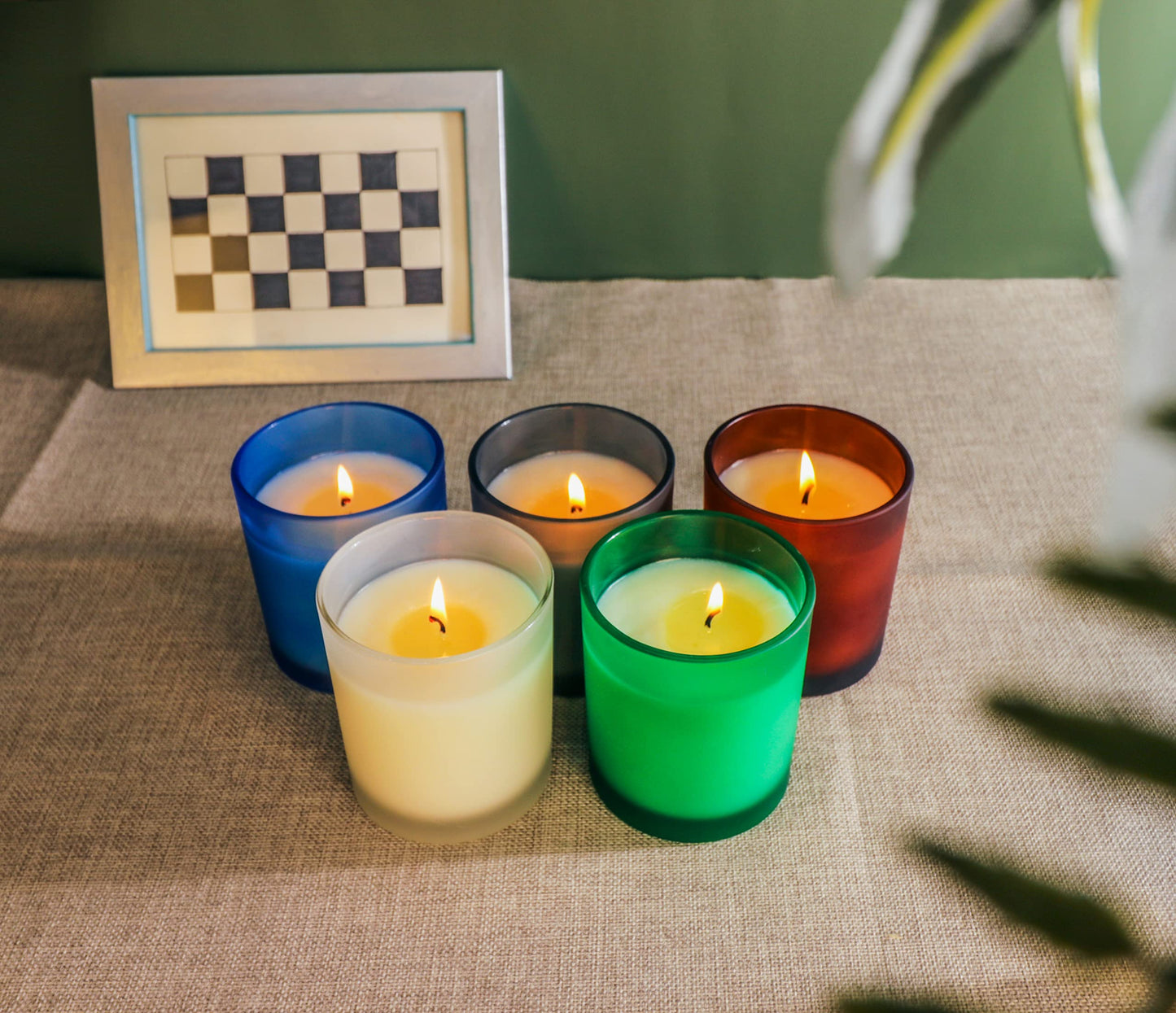 Aroparc Bulk Candle Jars for Making Candles, 10 OZ Empty Tumbler with Bamboo Lids, 12 Pack Bulk Candle Containers - Dishwasher Safe, Green Frosted