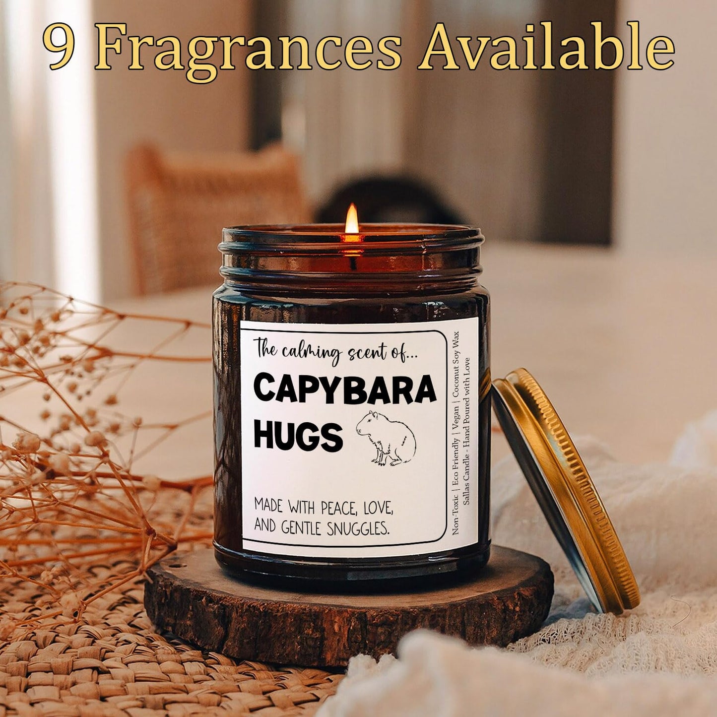 Sallas Capybara Gift Candle, Pull Up Capybara, Cute Capybara Candle, Capybara Hugs Candle, Animal Lover, Capybara Lover Gift, Gifts for Mom Candle, 4oz & 9oz, Sallas-S3QCJUFFP9OSELO