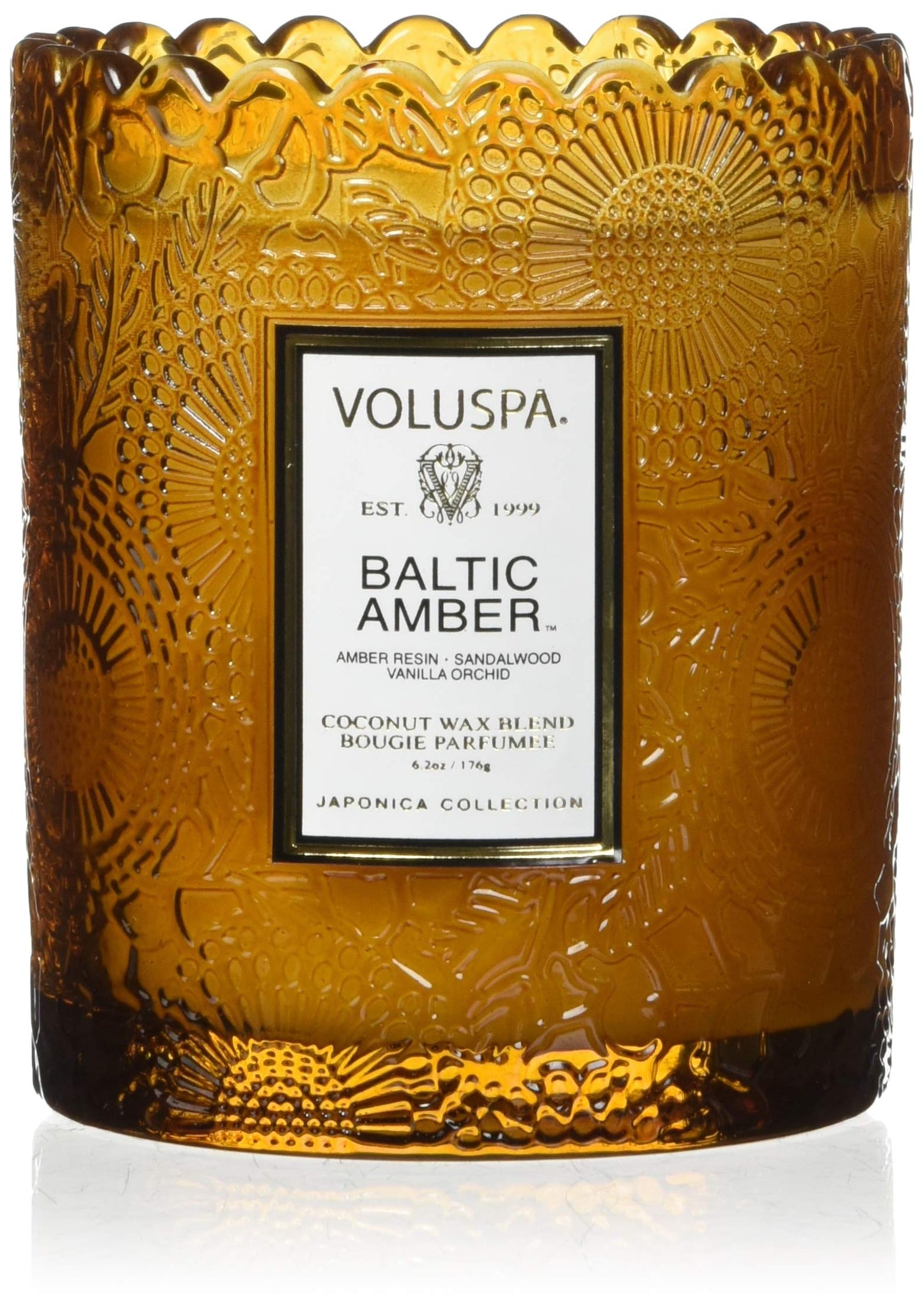 Voluspa Scalloped Edge Glass Candle, Baltic Amber