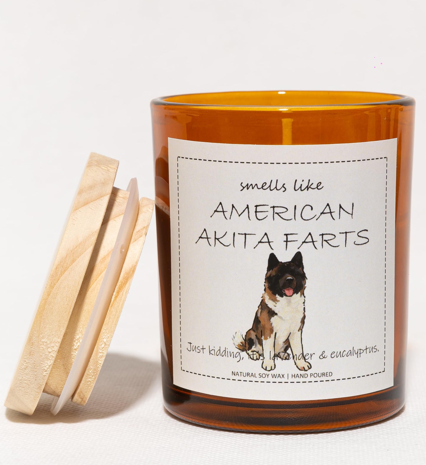 American Akita Gifts & Decor, Dog Mom Gift for Women, Smells Like American Akita Farts Candle - Lavender & Eucalyptus, Crafted by Natural Soy Wax & Natural Essential Oils