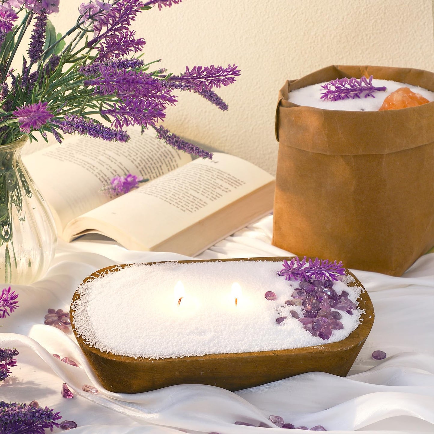 Conelist 1lb Lavender Scented Pearled Candle Sand Wax Set Customized Powder Making Candles Refill Kit Palm Wax All Natural Non Toxic with 10 Wicks for Graduation Thank You Teacher Gifts DIY Making