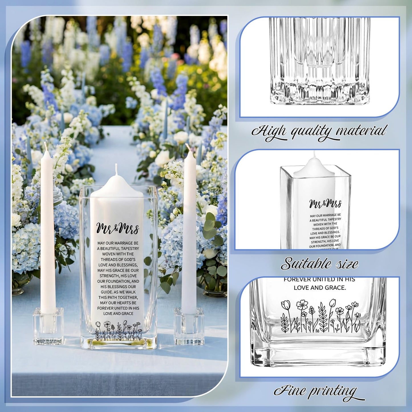 Irenare Unity Candles with Holder for Wedding Ceremony Unity Candle Set Wedding Table Decorations Accessories for Formal Events Church(Glass Dome)