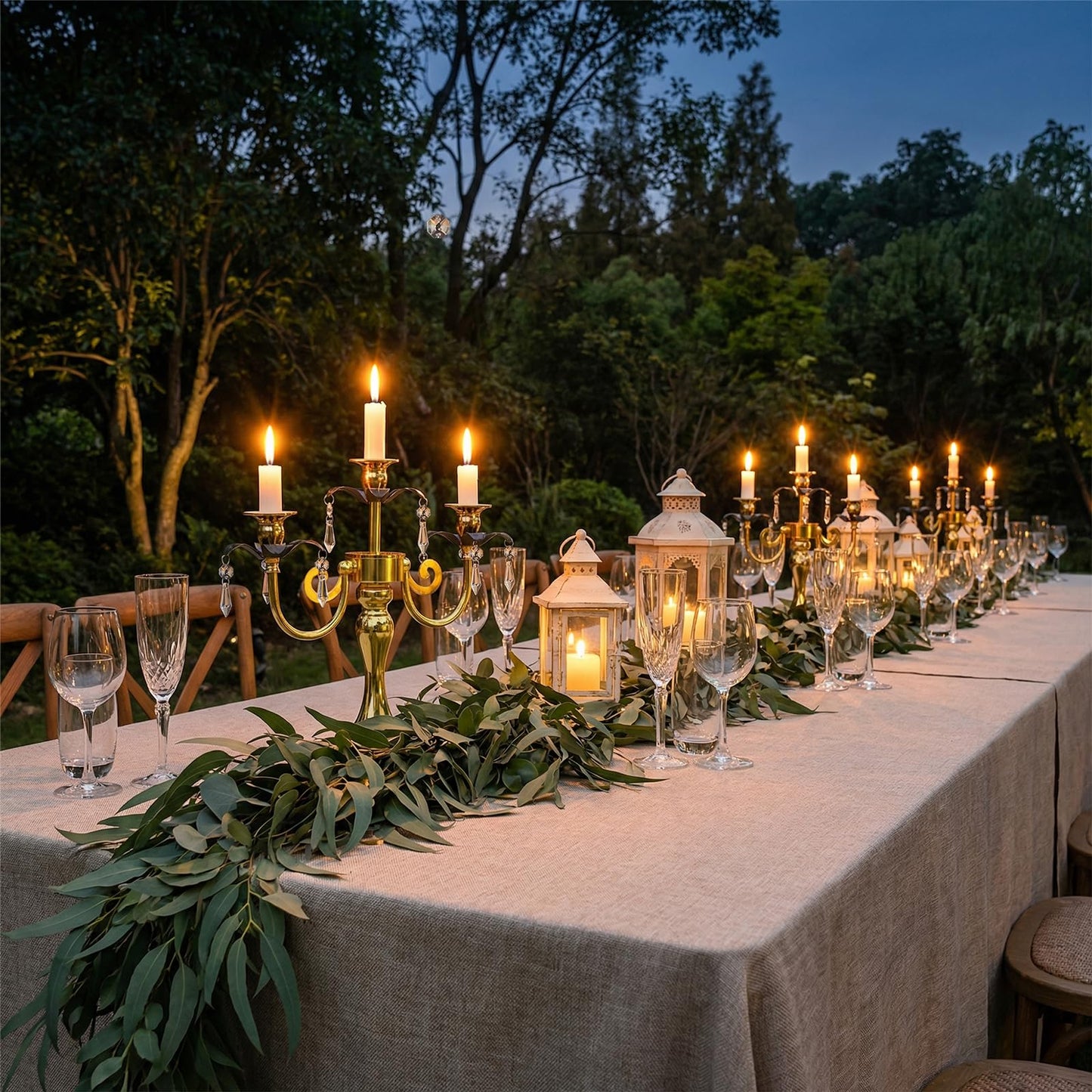 2 Pcs 3 Arm Black and Gold Metal Candelabra with Crystal Pendants - 11.8 Inch Tall Candle Holders, Elegant Taper Candlestick Stand for Wedding, Dining Table, Christmas Party Home Decoration