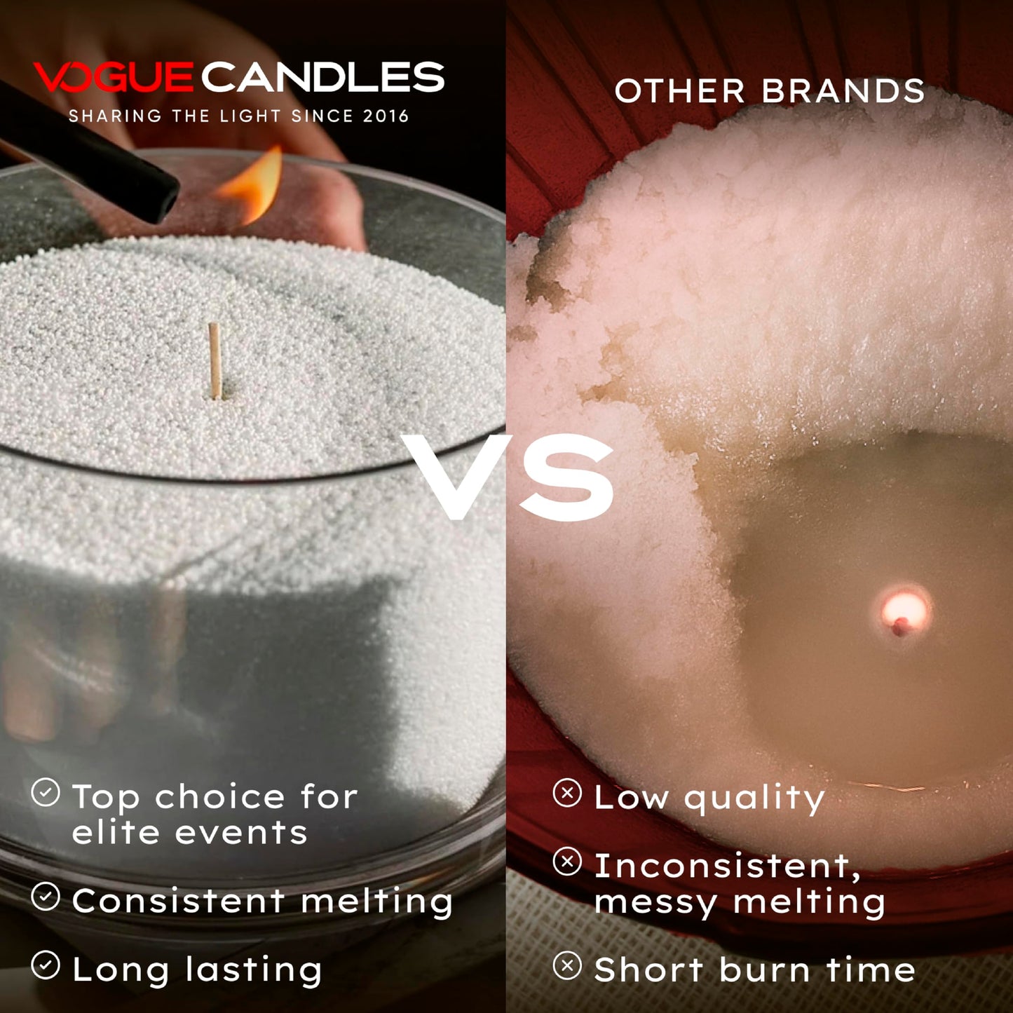 Vogue Candles Orange Pearled Candle Sand Wax (1 LB) – Sand Candle Kit w/15 Cotton Wicks for DIY Lighting – Plant-Based & Reusable Wax Granules Refill for Custom Vessels, Décor & Father’s Day Gifts