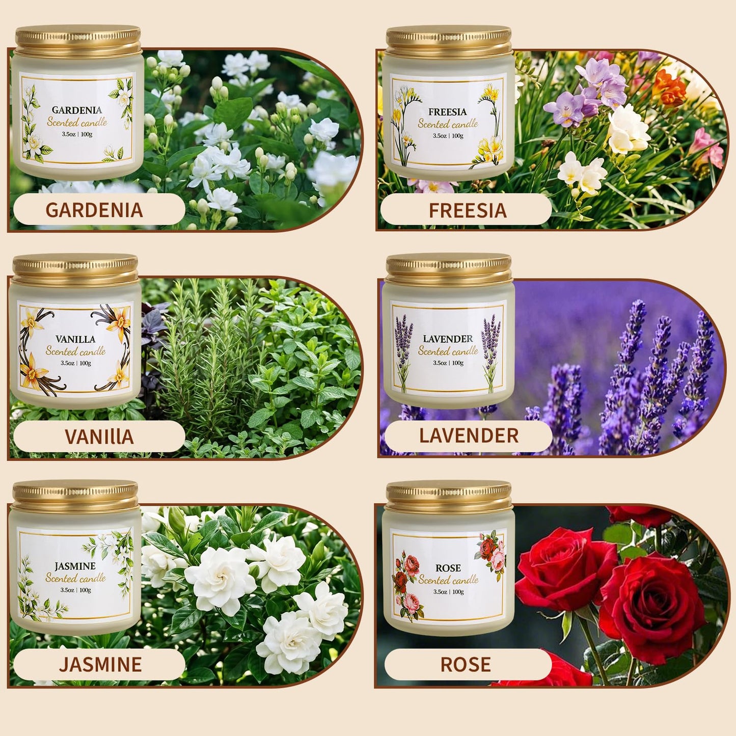Aeraroma Scented Candles for Women, Floral Soy Candles for Home Scented, 6 Pack Relaxing Candles for Women Stress Relief, Aromatherapy Candles Gifts for Woman Birthday Anniversary Bath Yoga