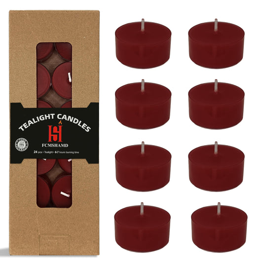Red Tea Lights Candles Set of 24, Apple Scented Tealight Candles, 6-7 Hour Long Burning Handmade Tea Candles for Wedding Dinner Table Holiday Home Decor