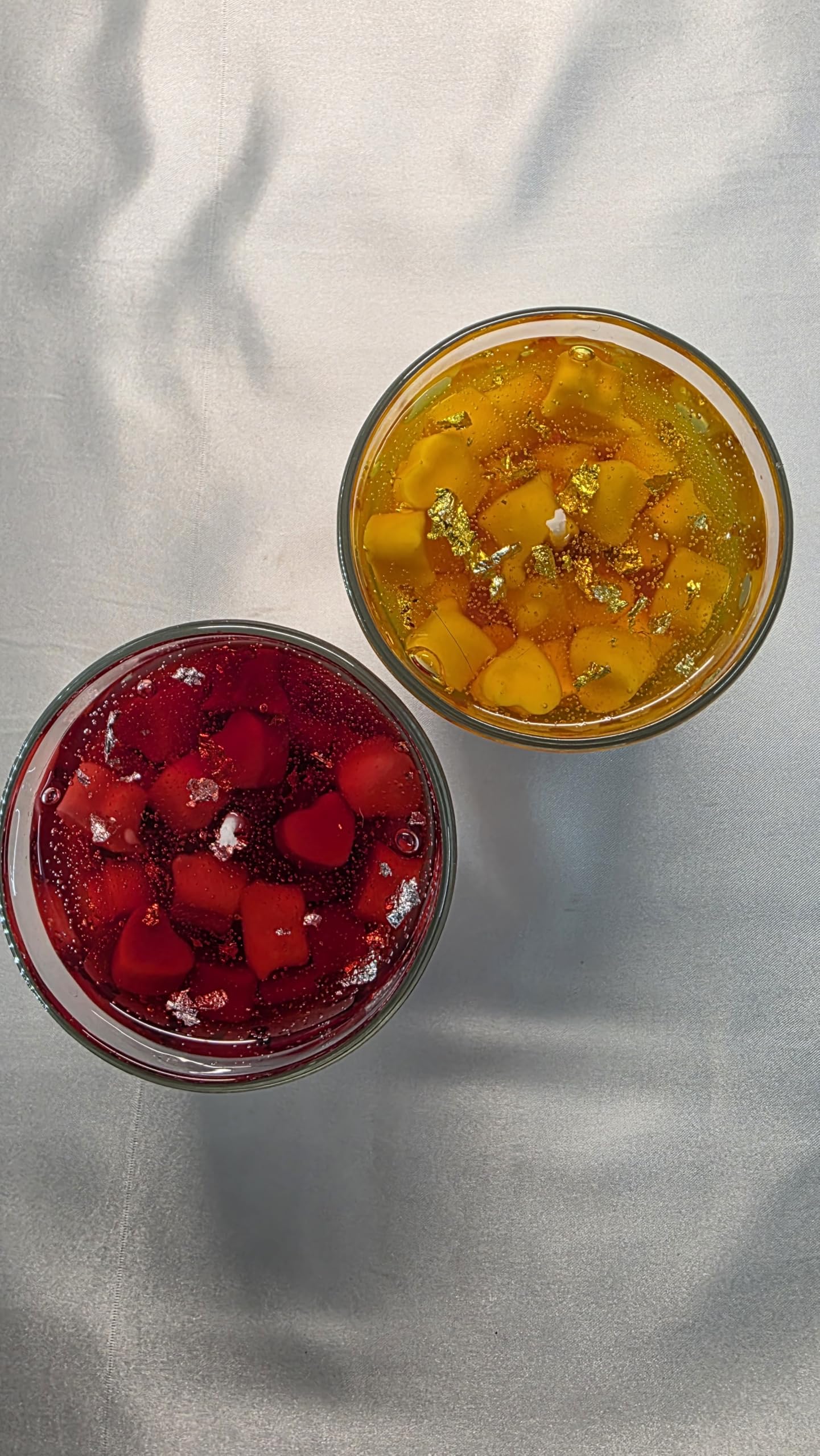 Sukoon Candles Rose Love and Yellow Heart Gel Candle Set of 2 Glass Jar Red Orange Scented Handmade Gel Wax Aromatherapy Candle Long Lasting Smokeless Decorative Gift Home Decor Romantic