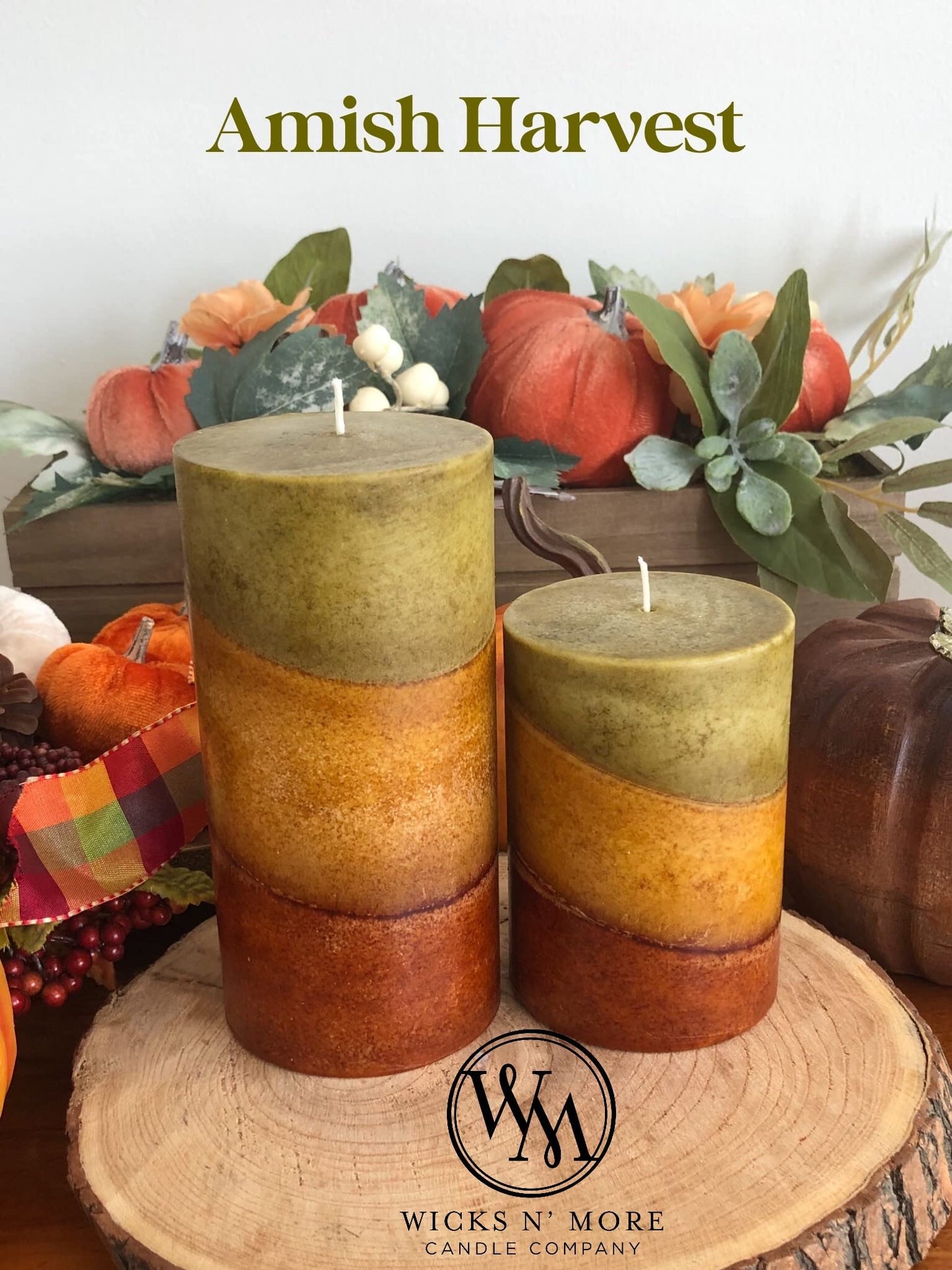 Wicks N More Amish Harvest Scented Pillar Candles (3x6)