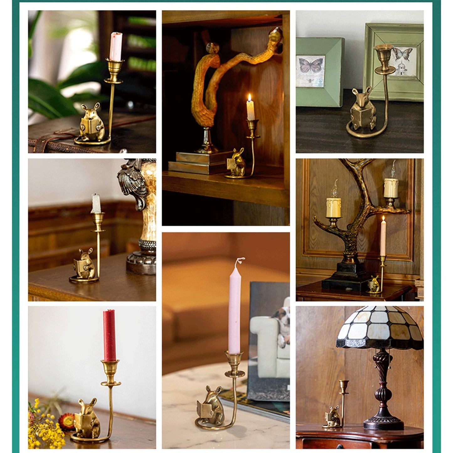 Candle Holderss Retro Pure Copper Taper Candle Holders, Creative Animal Rat Candlestick Holders, Centerpiece Table Decorative Modern Candlelight Dinner Metal Candle Stand Decorative Candlestick