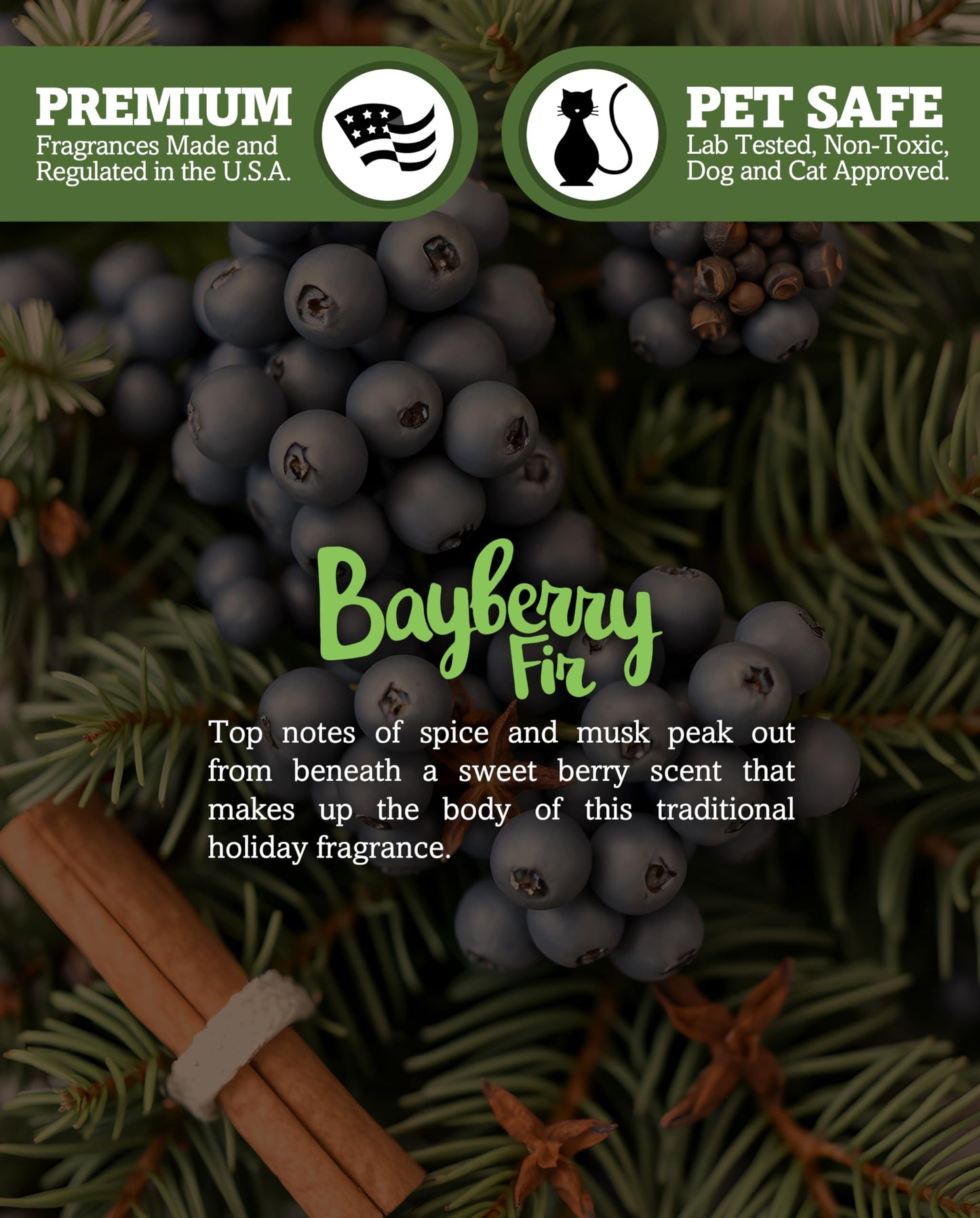 Bayberry Fir Soy Votive Candles - Scented with Natural Fragrance Oils - 6 Green Natural Votive Candle Refills - Christmas & Holiday Collection
