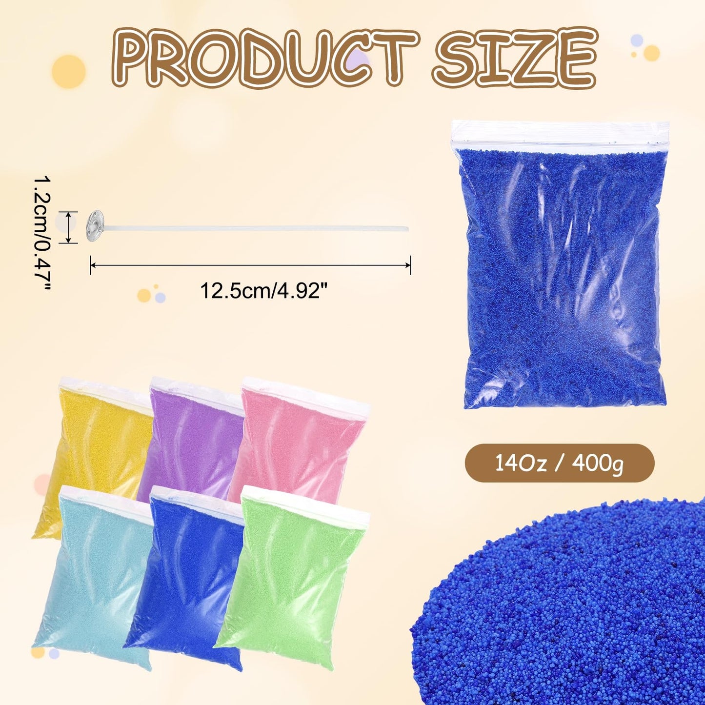 MECCANIXITY Pearled Sand Candles with 30 Pcs Wicks 14Oz / 400g Candle Beads Refillable Powder Sand Wax Making Kit for Thanksgiving Christmas Wedding Party DIY Home Crafts, Bright Blue
